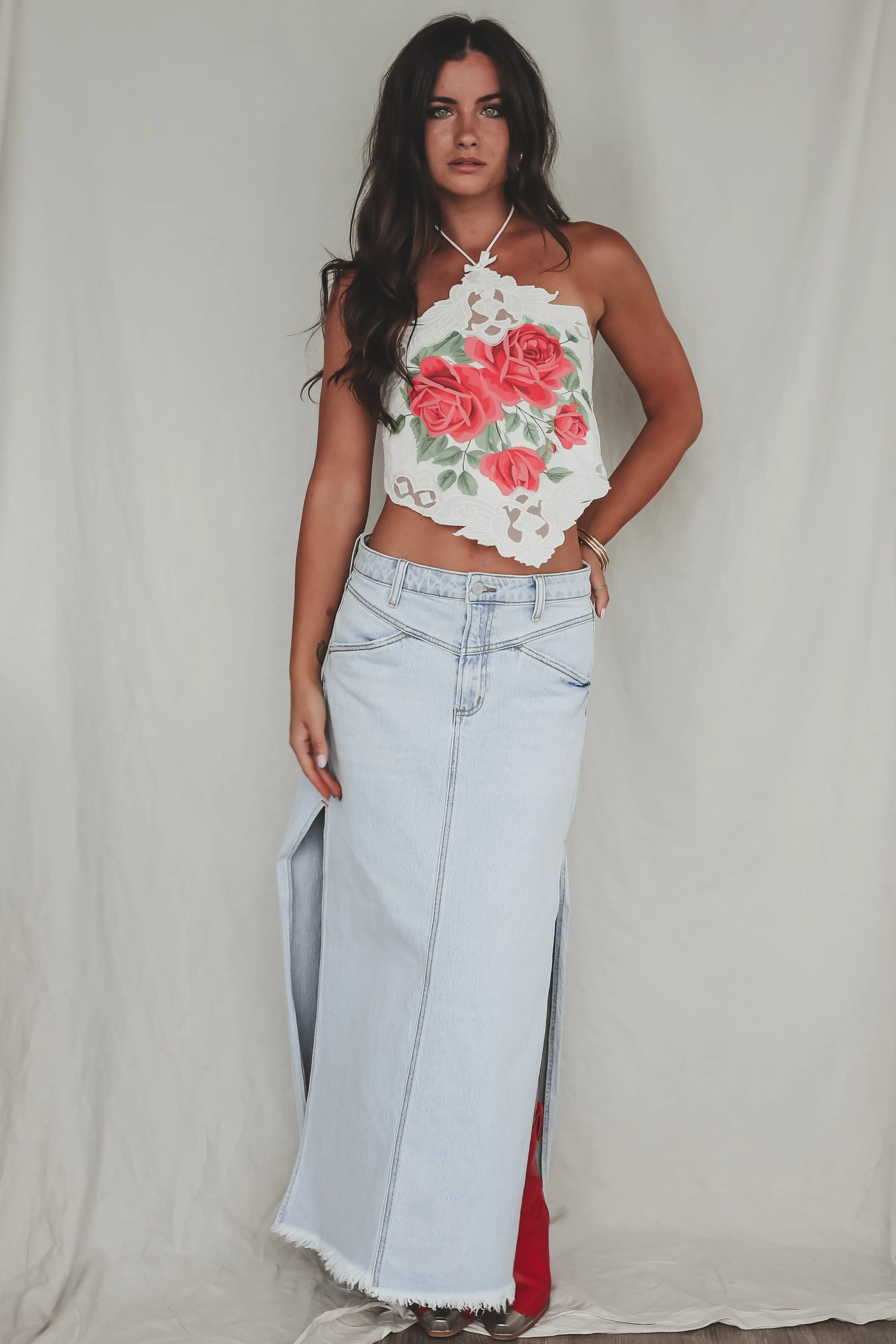 Long Hot Stunner Denim Maxi