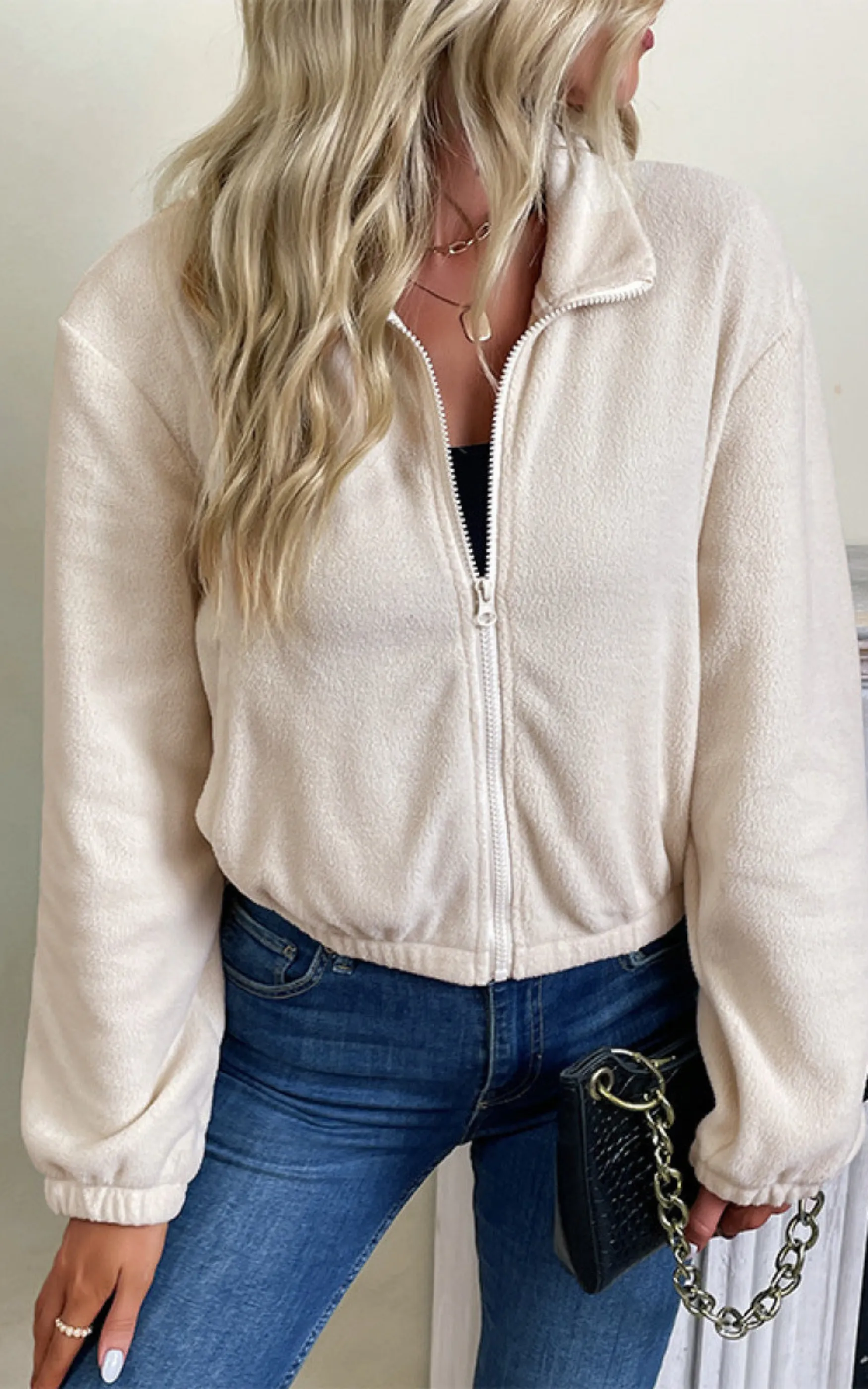 Loose Polar Fleece Zipper Jacket With Pocket