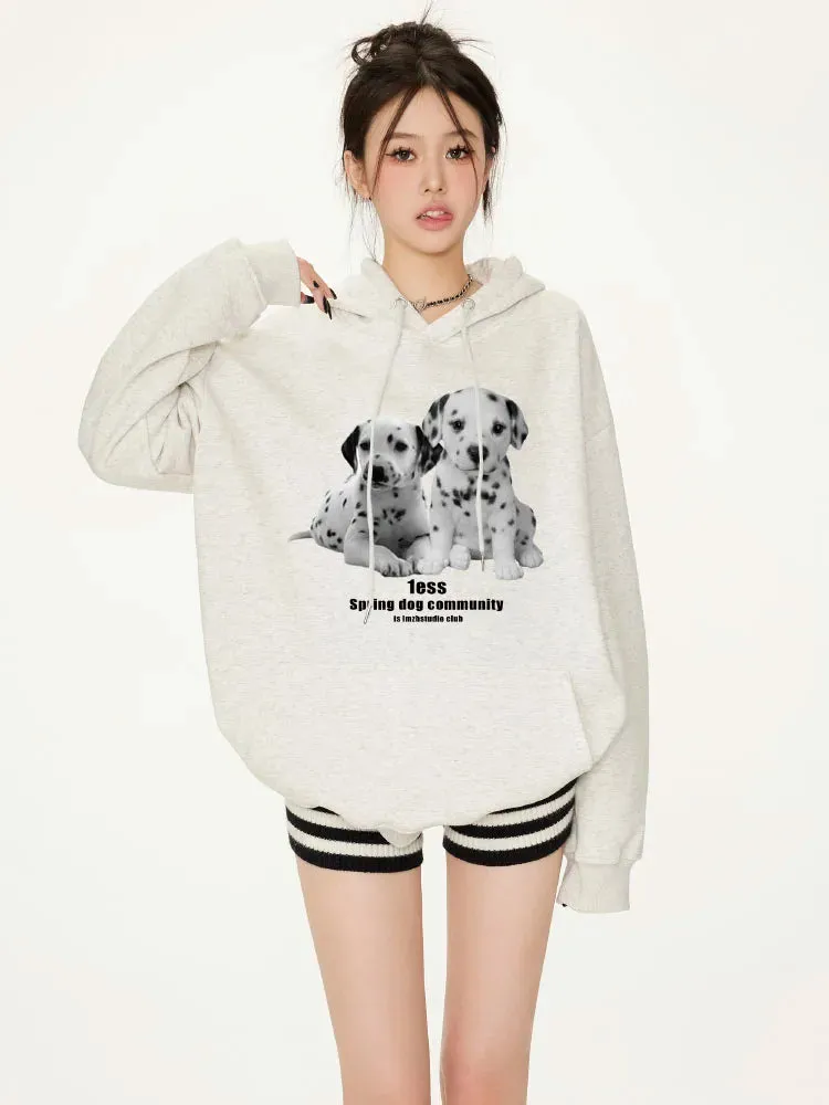 Loose White Y2K Cute Korean Chic Design Hoodie