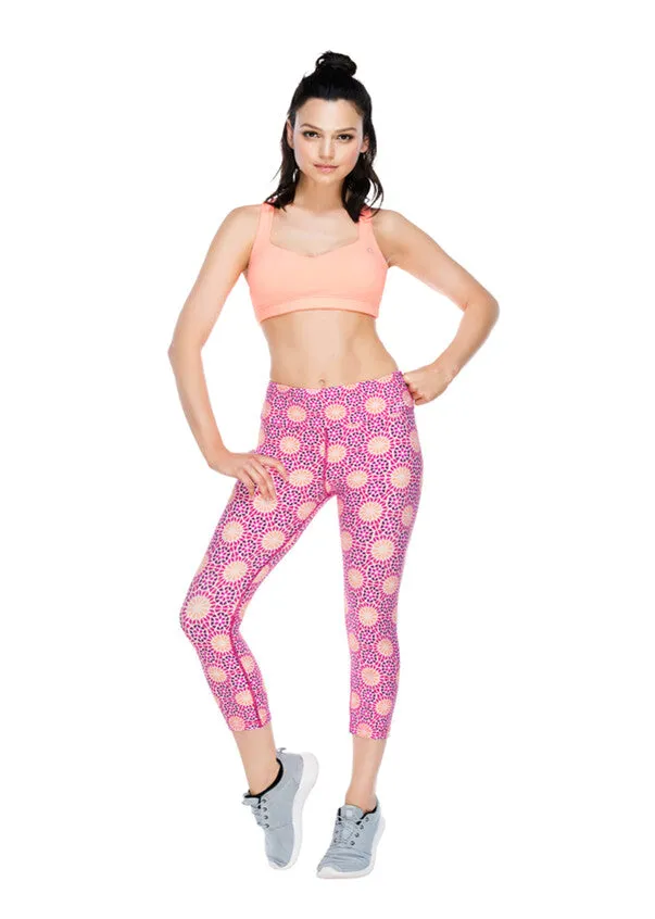 Lorna Jane 7/8 Pink Purple Moroccan Mandala Patterned Yoga Leggings