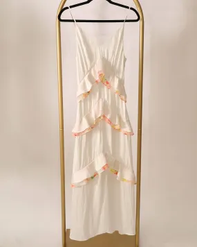 Lovely Day Ruffle Maxi Dress - White/Floral