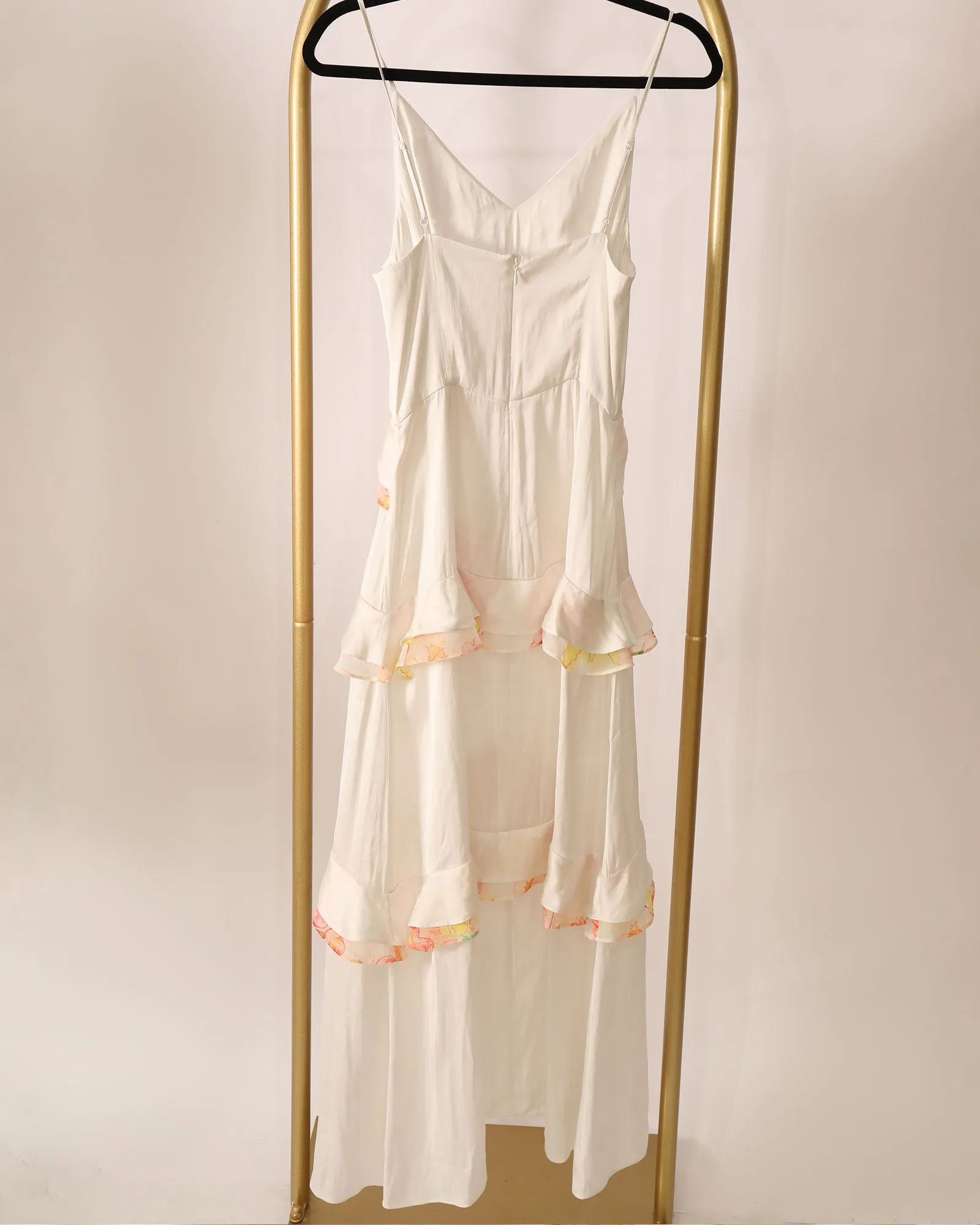 Lovely Day Ruffle Maxi Dress - White/Floral