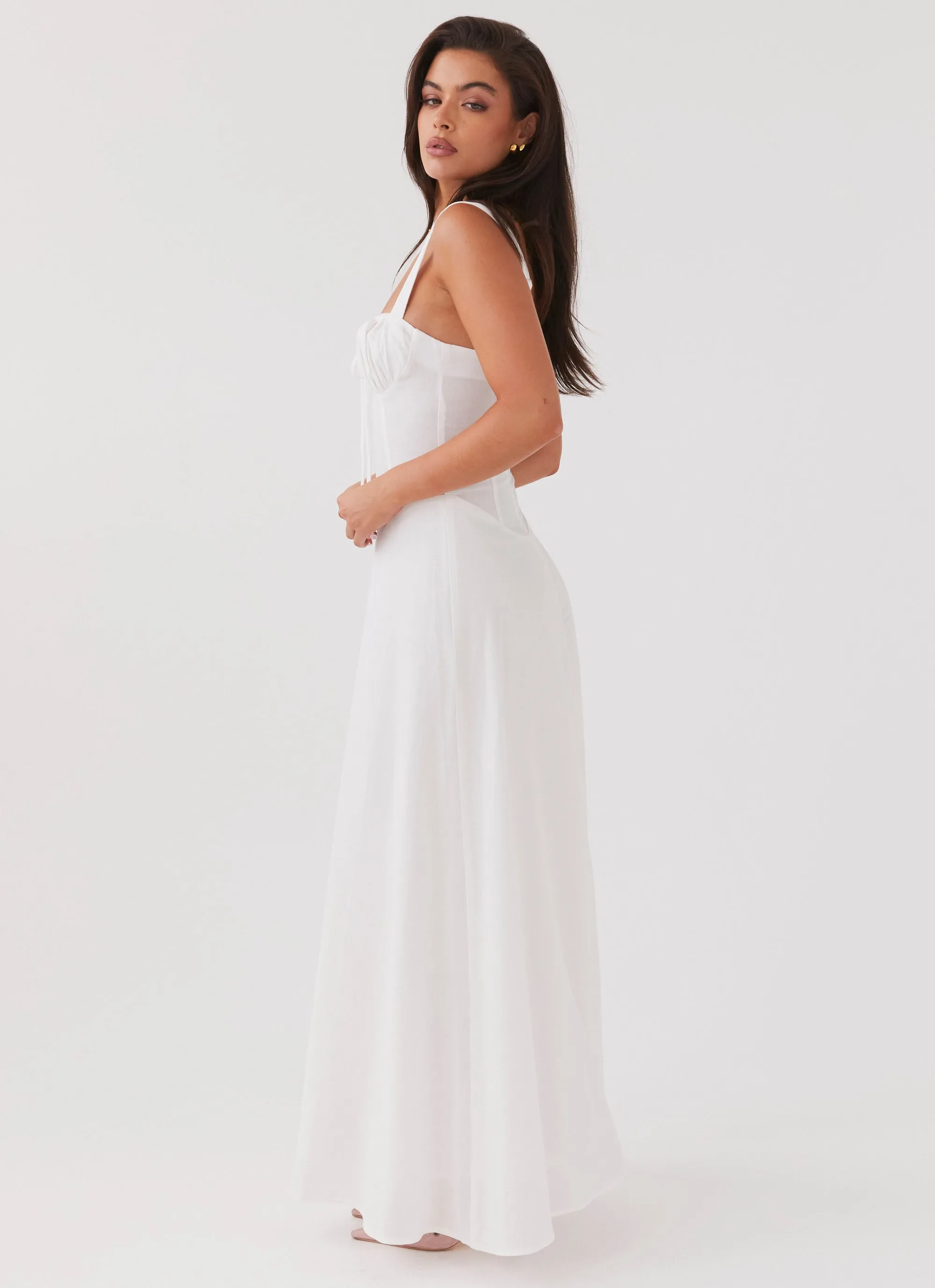 Lucie Linen Maxi Dress - White