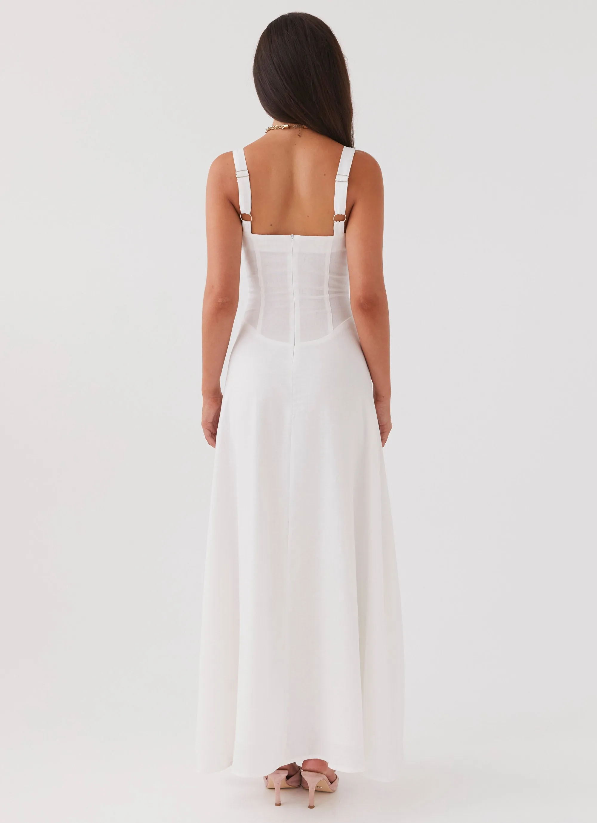 Lucie Linen Maxi Dress - White