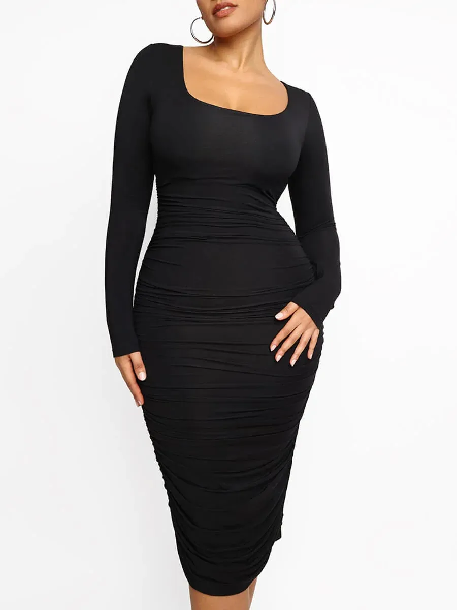 LuxxSculpt® Built-In 360° Slim Ruched Shaper Dress