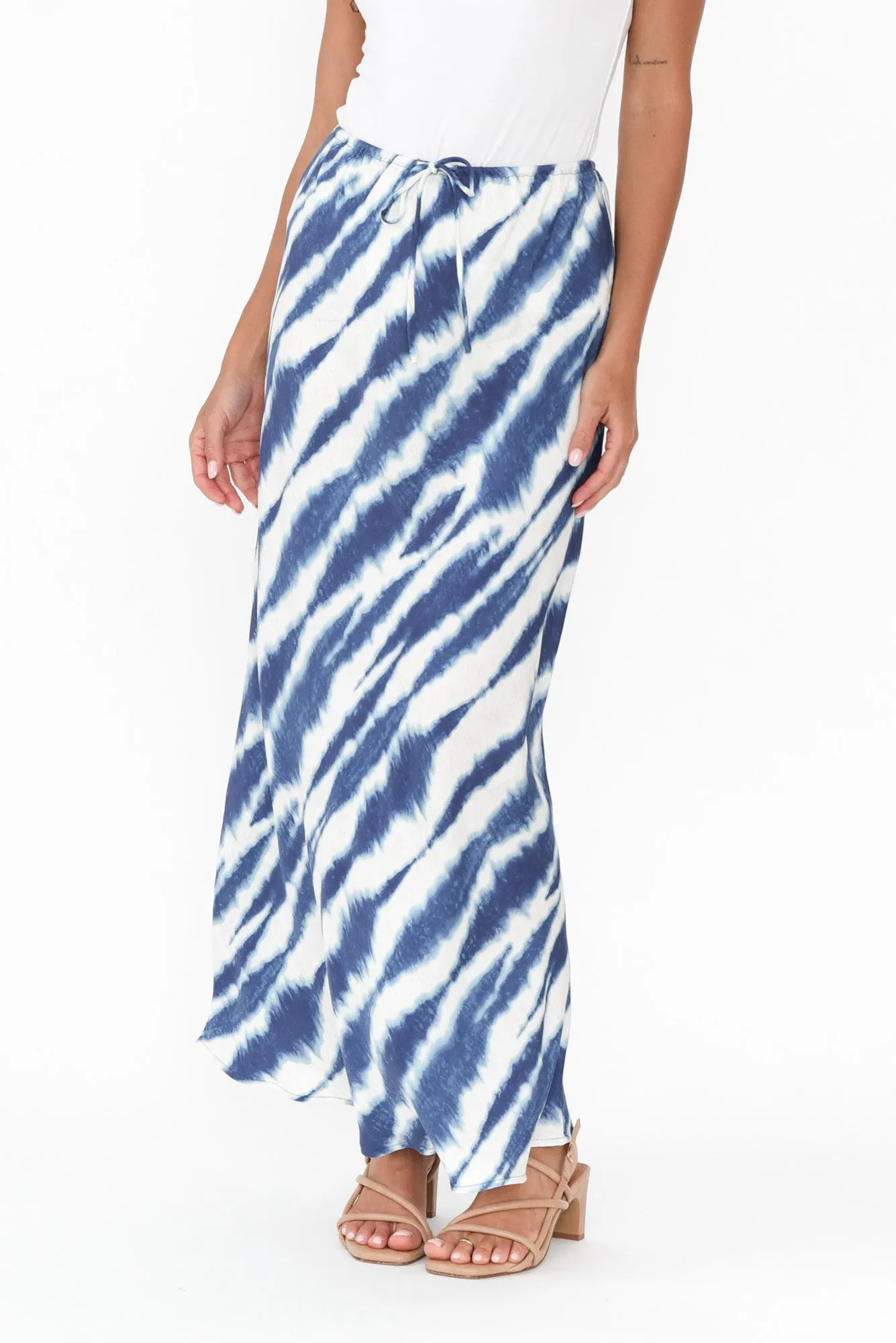 Mae Blue Tie Dye Cupro Skirt