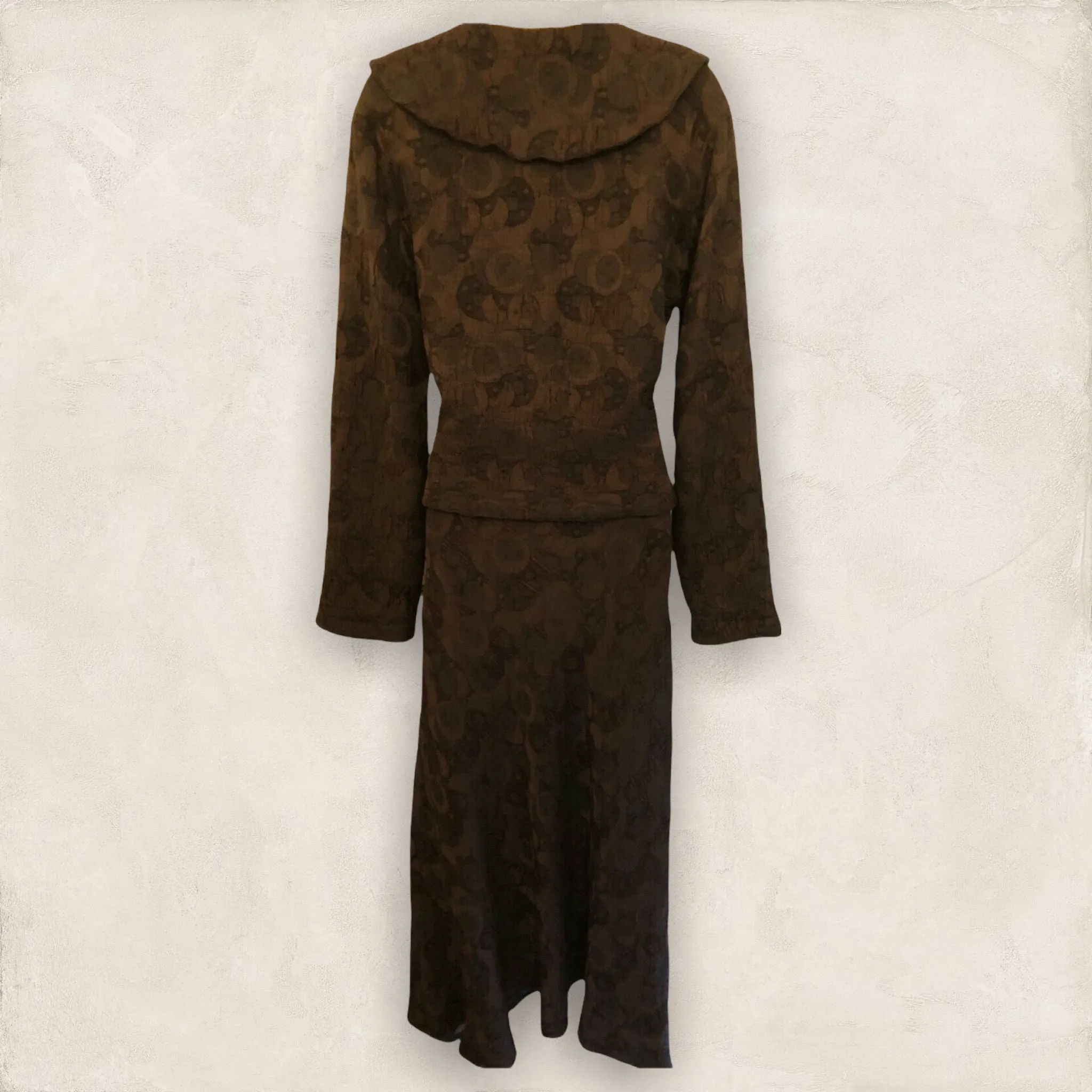 Marina Avraam Brown Rare Vintage Textured Skirt & Jacket Size S Approx UK 10 US 6 EU 38