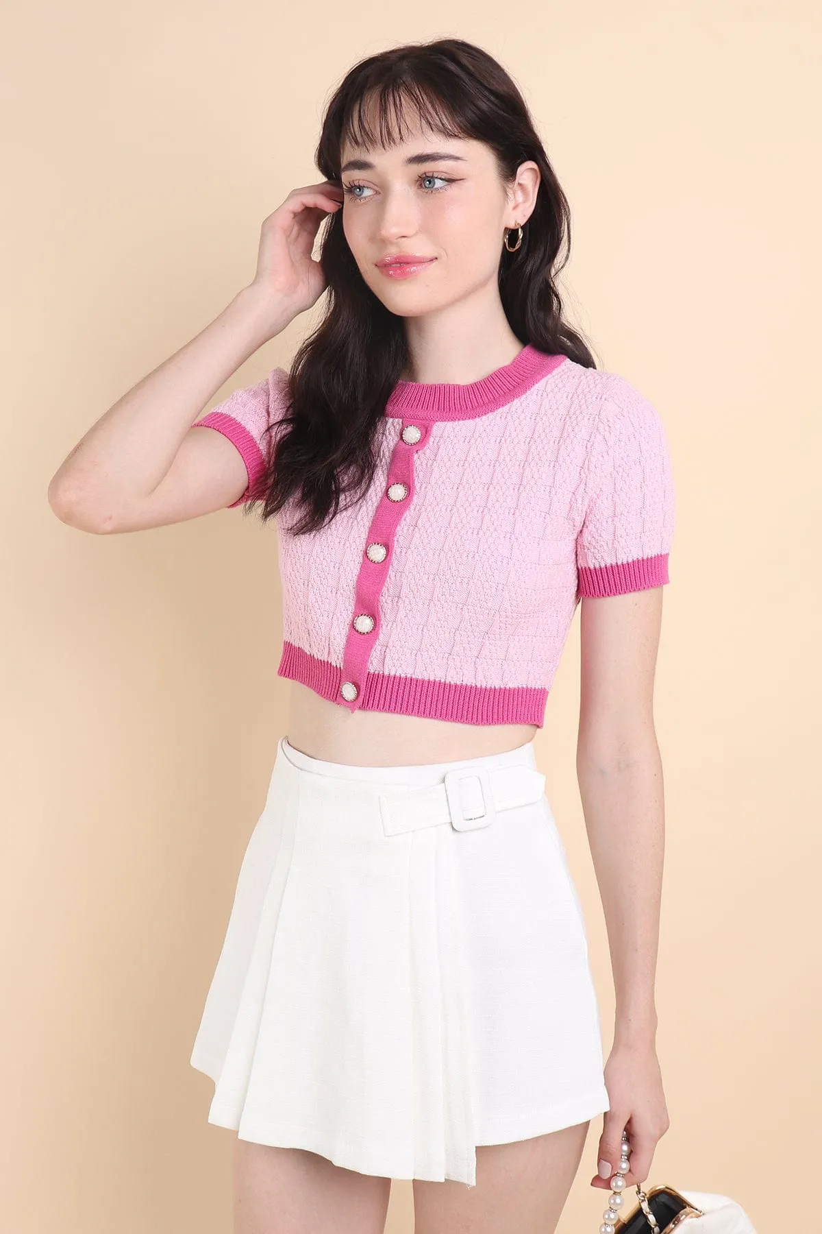 MEA KNIT TOP IN BARBIE PINK