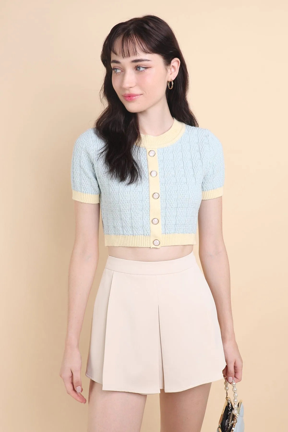 MEA KNIT TOP IN BUTTER/SKY