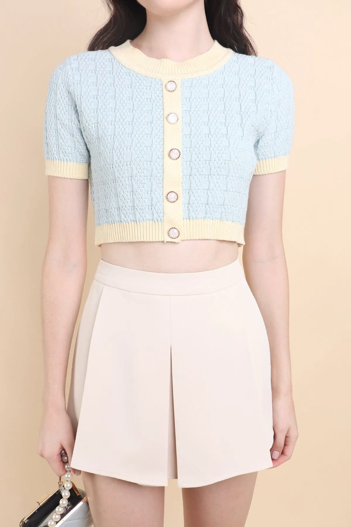MEA KNIT TOP IN BUTTER/SKY
