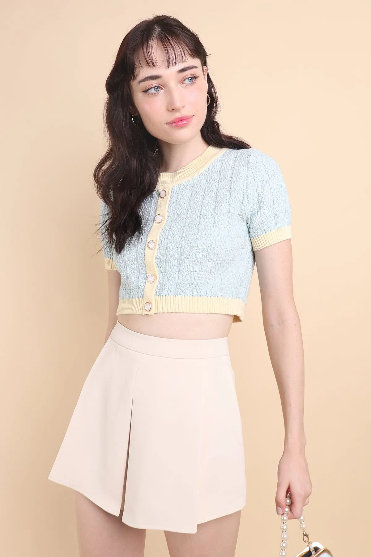 MEA KNIT TOP IN BUTTER/SKY