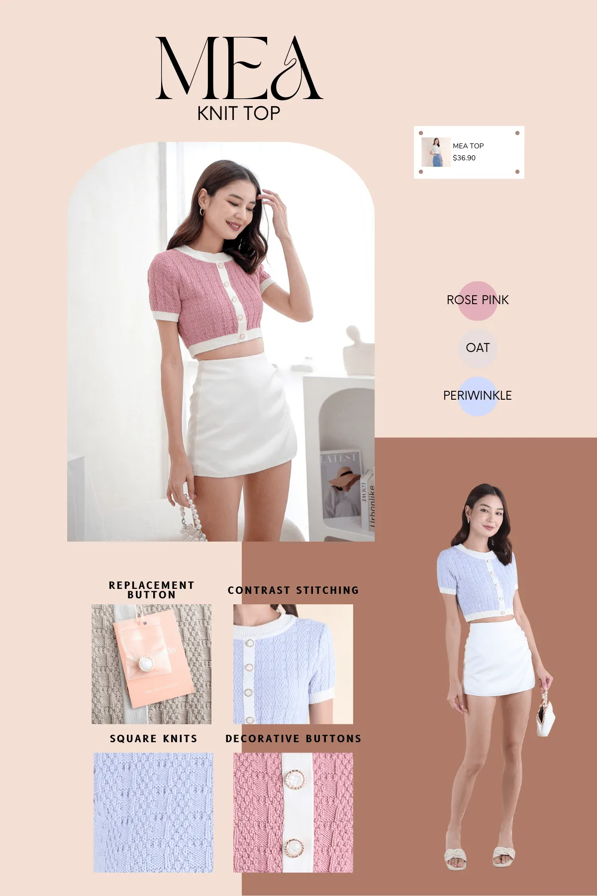 MEA KNIT TOP IN PERIWINKLE