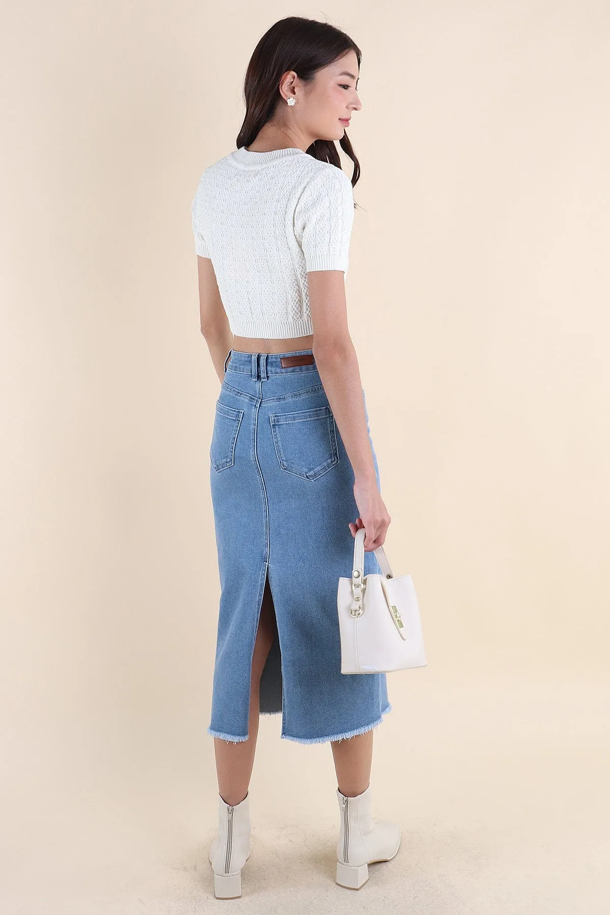 MEA SLEEVED KNIT TOP IN PEARL WHITE