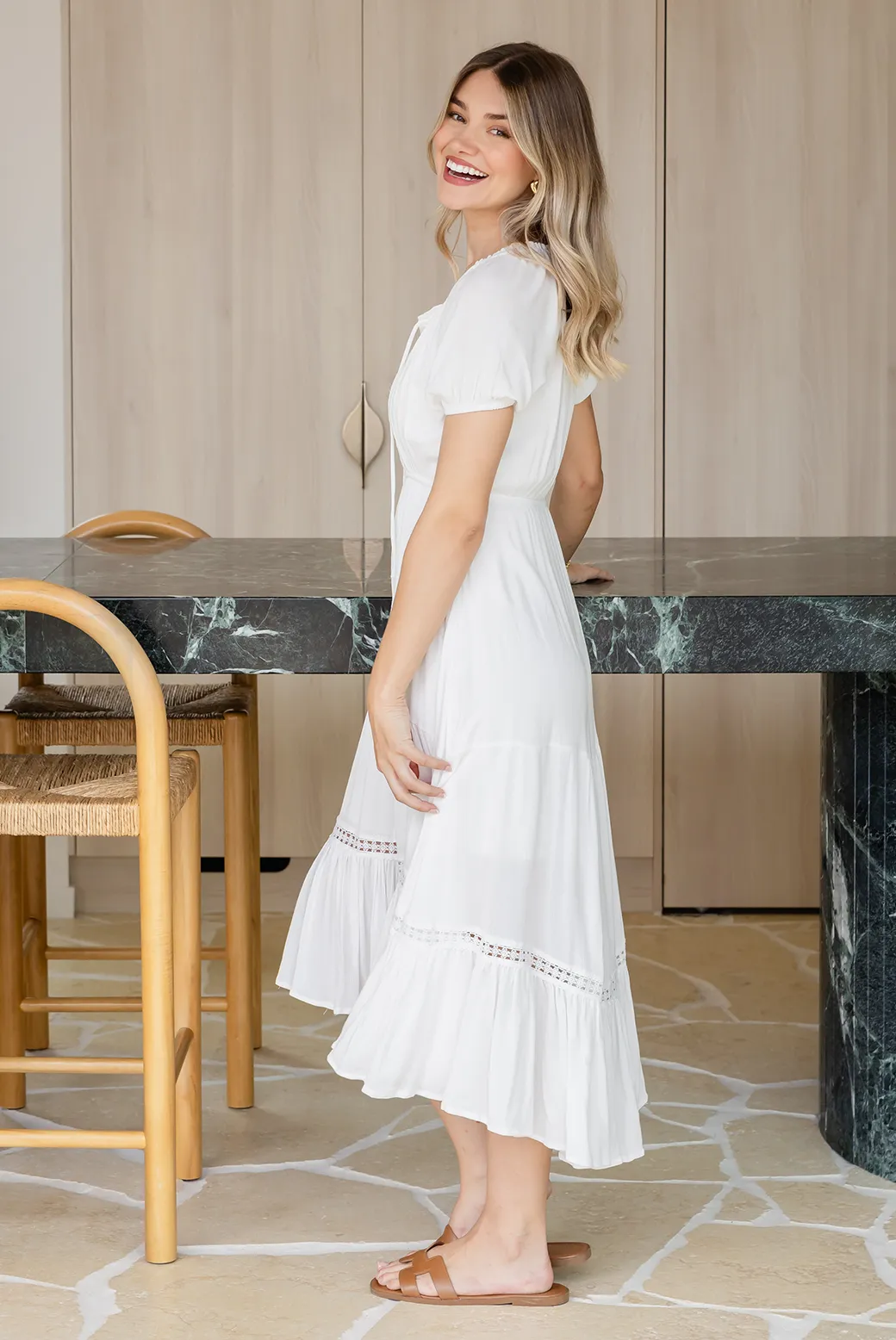 Meadow Midi Dress White