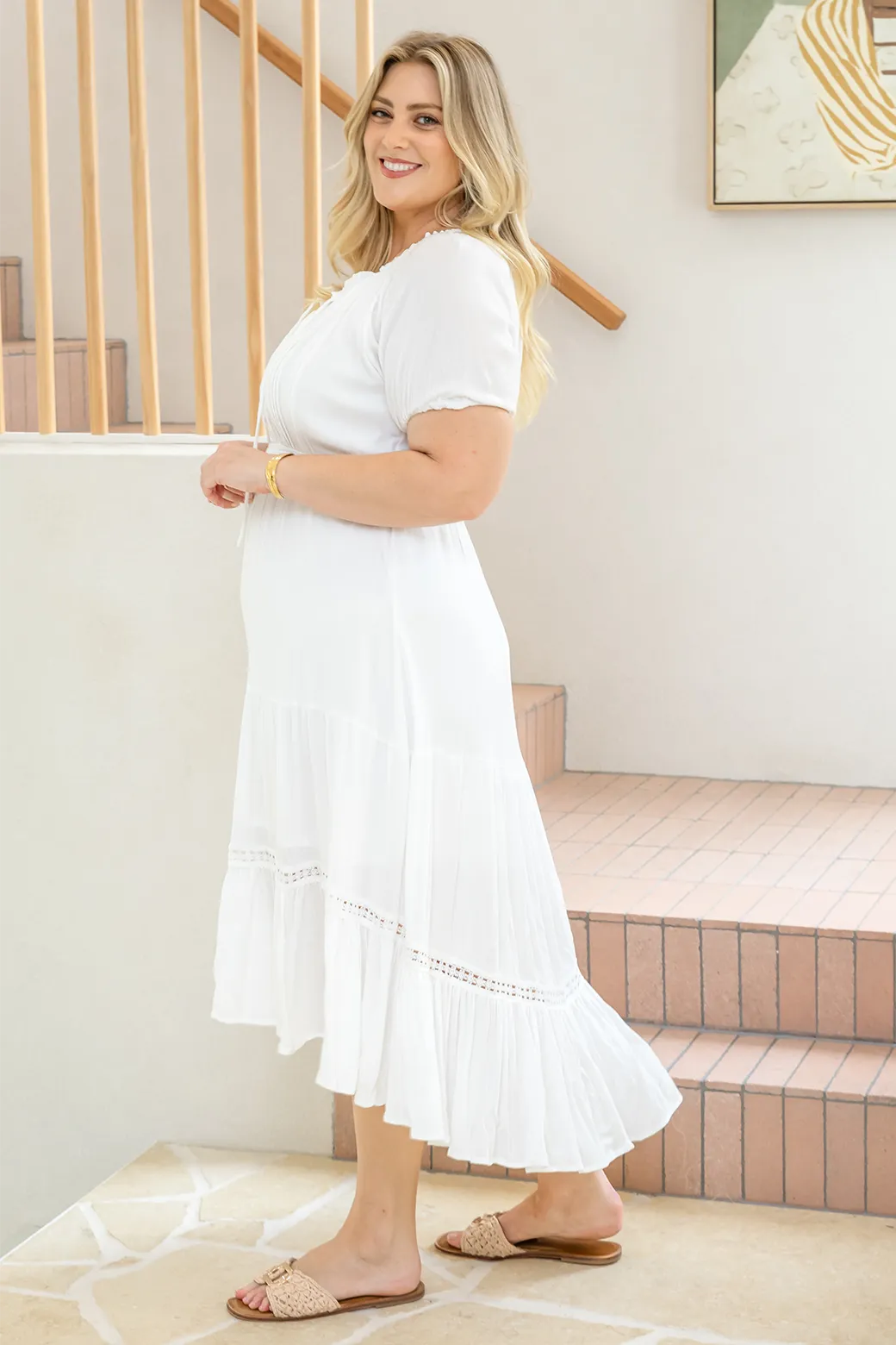Meadow Midi Dress White