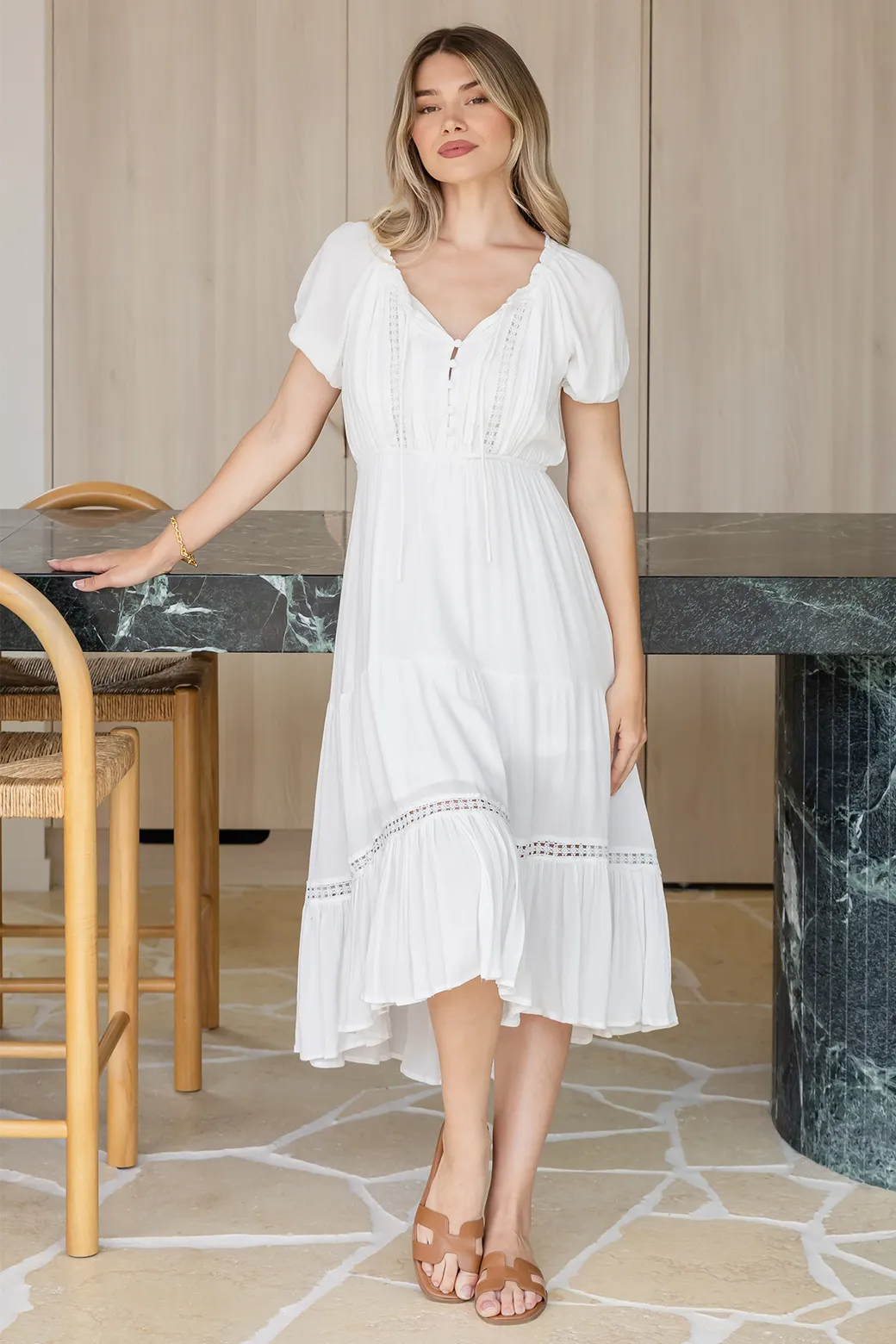 Meadow Midi Dress White