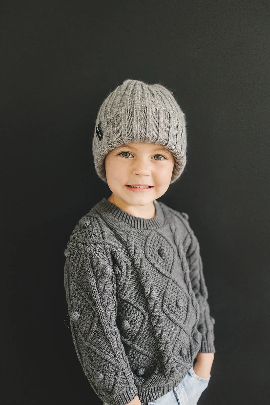 Mebie Baby- GrAy ChUnKy KnIt BeAniE