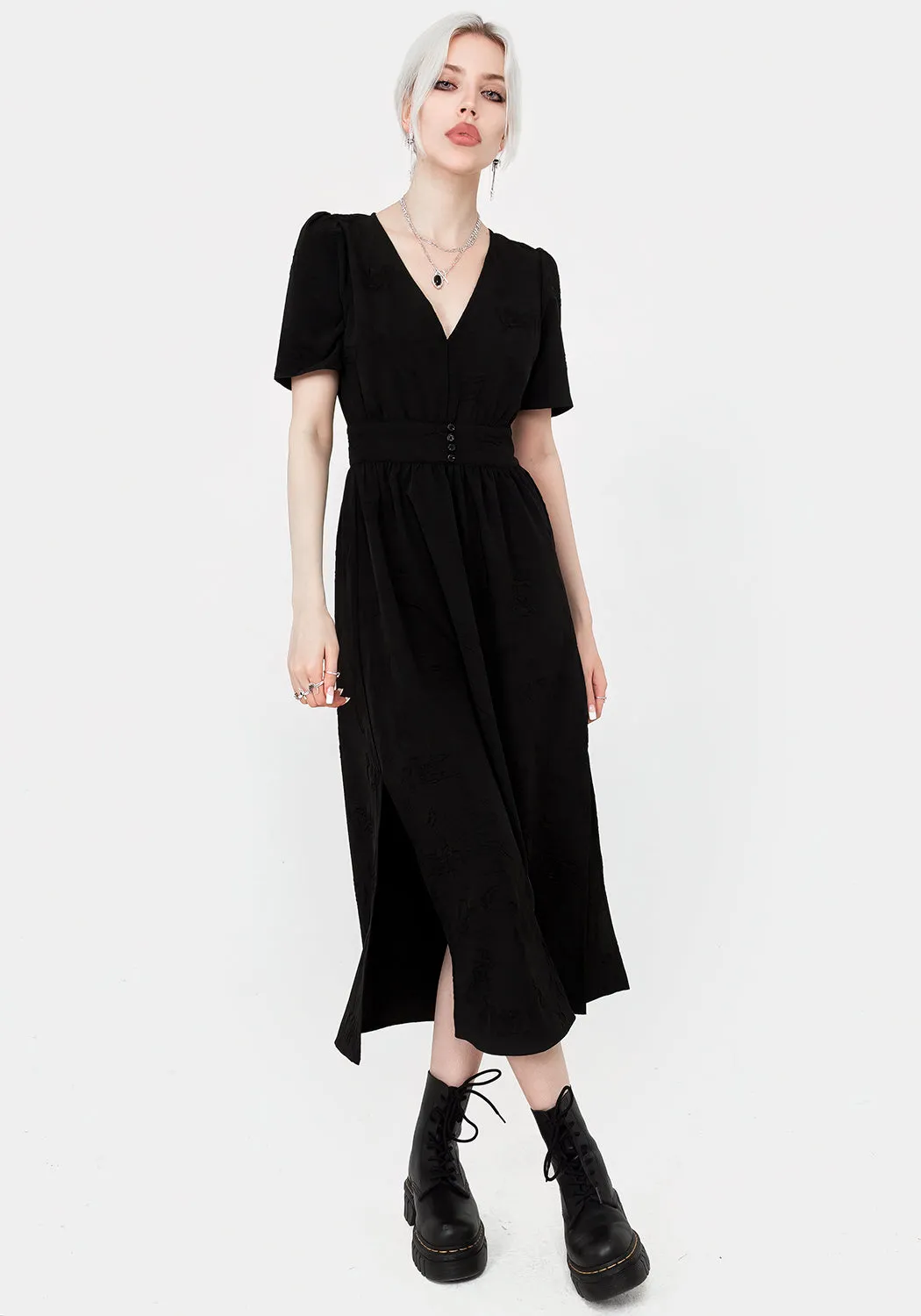 Medea Jacquard V-Neck Midaxi Dress