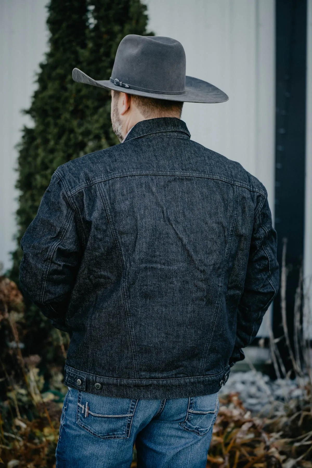 Men's Wrangler Black Denim Sherpa Lined Jacket