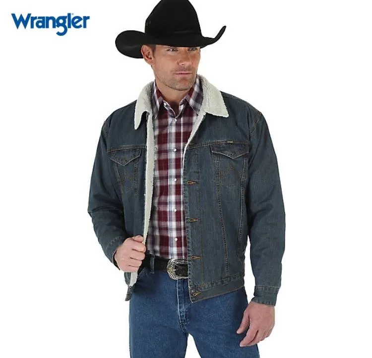 MENS WRANGLER SHERPA LINED DENIM JACKET
