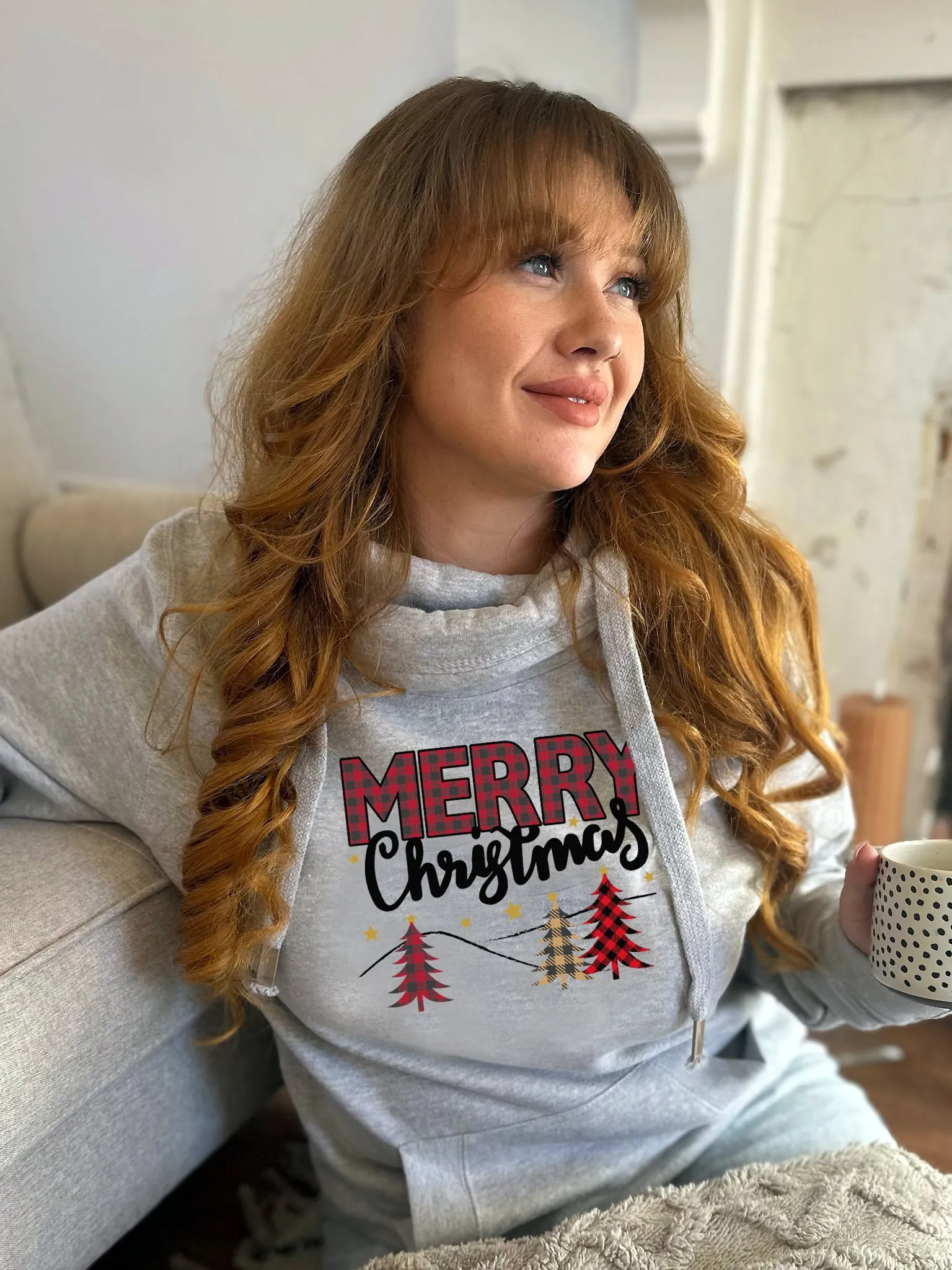 'Merry Christmas' Festive Luxe Hoodie - Grey