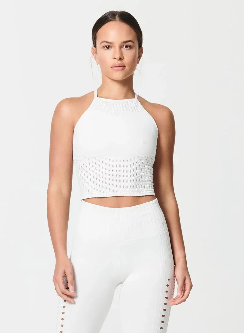 Mesh Up Crop Top - Crisscross Back Mesh Top built in bra