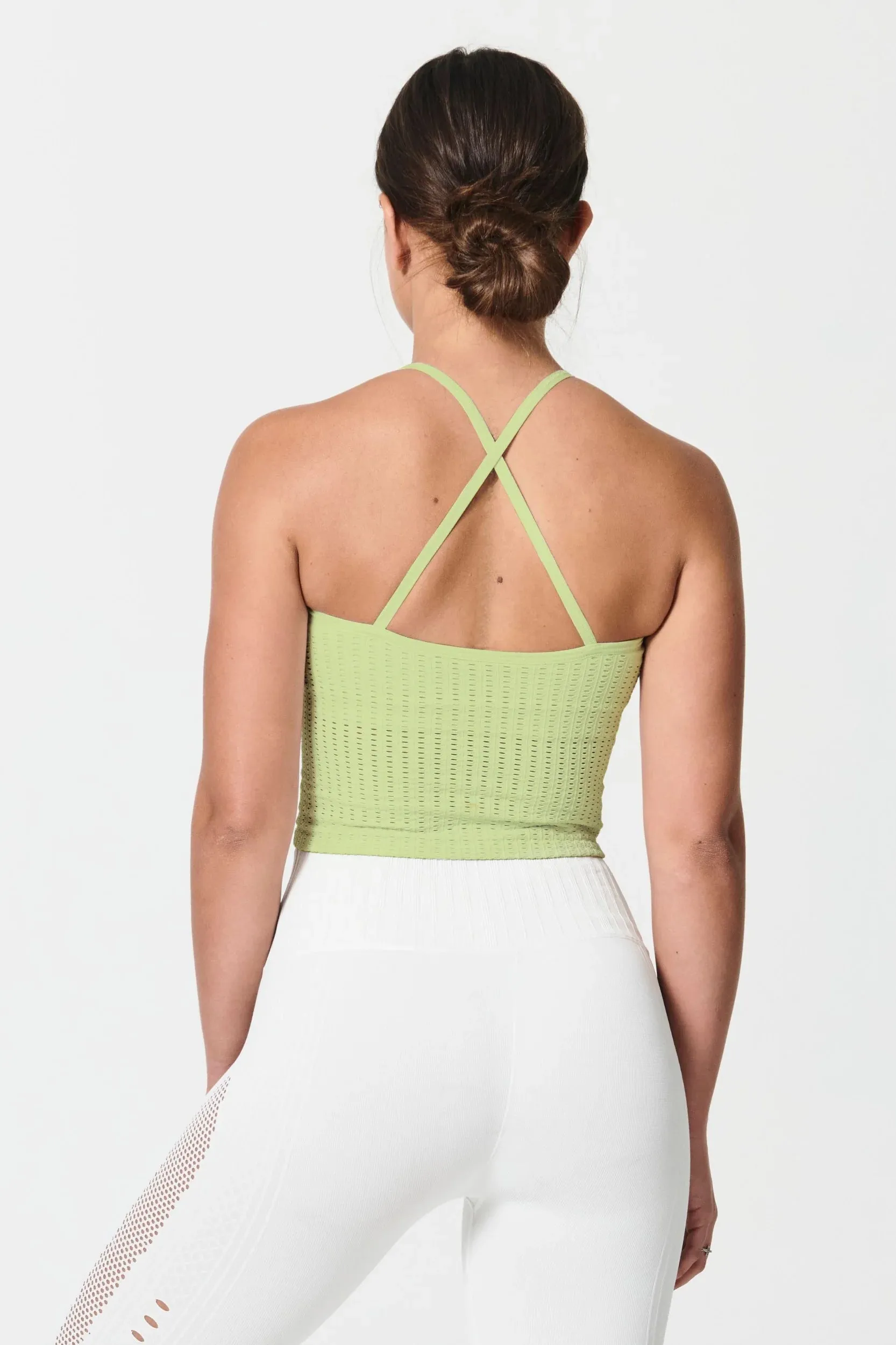 Mesh Up Crop Top - Crisscross Back Mesh Top built in bra