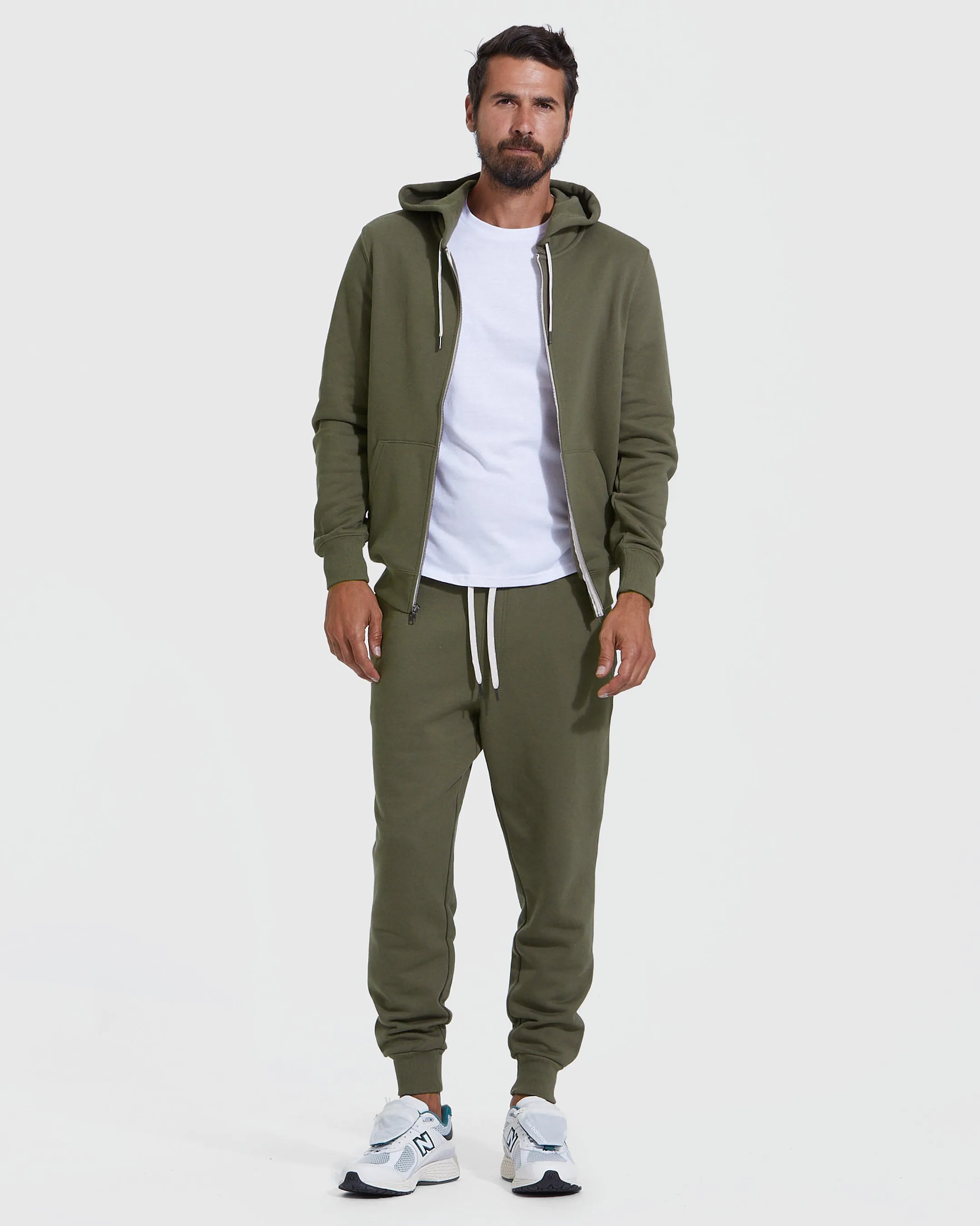 Military Green Fleece French Terry Zip Hoodie