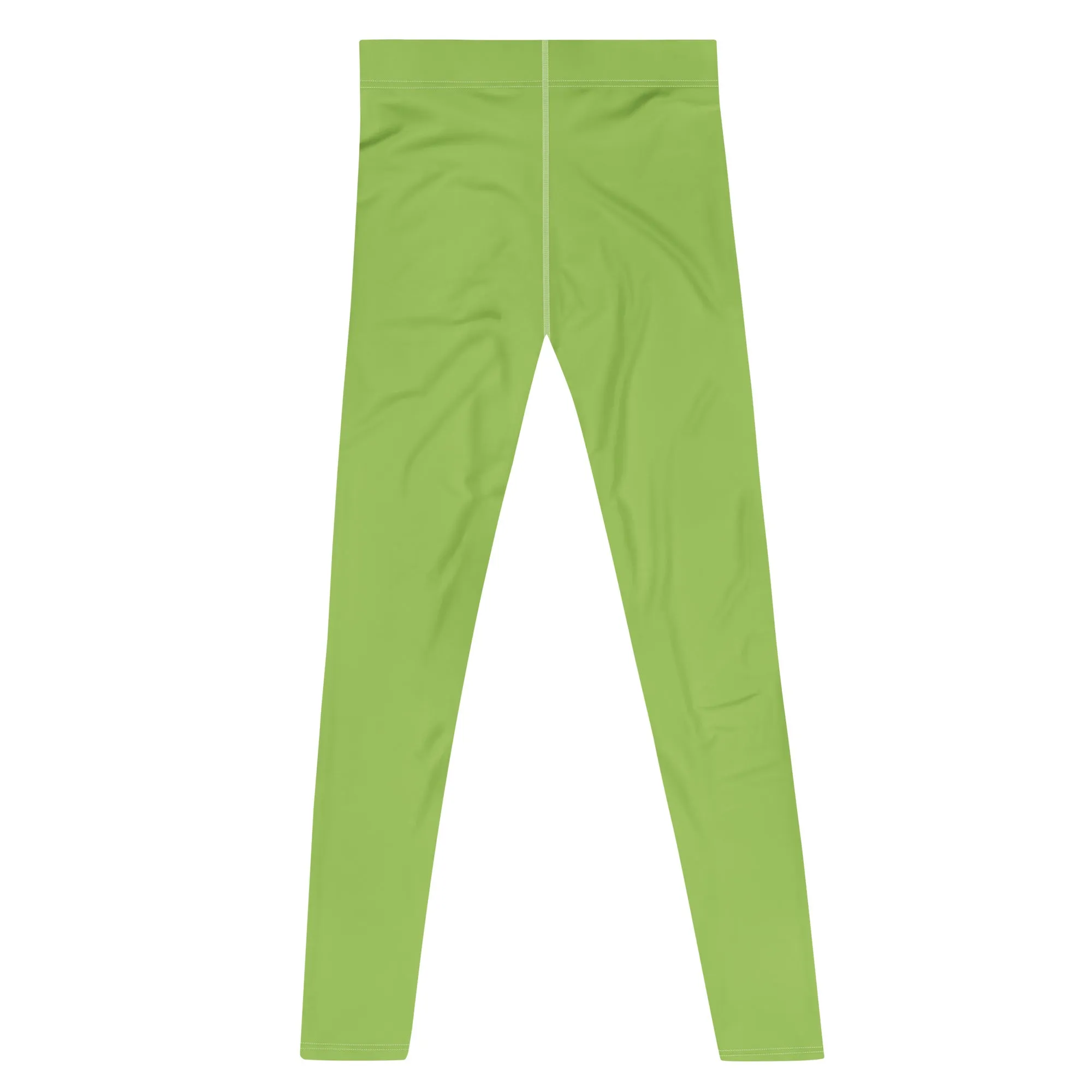 Mint Green Color Men's Leggings, Solid Bright Green Color Men's Running Sports Gym Tights