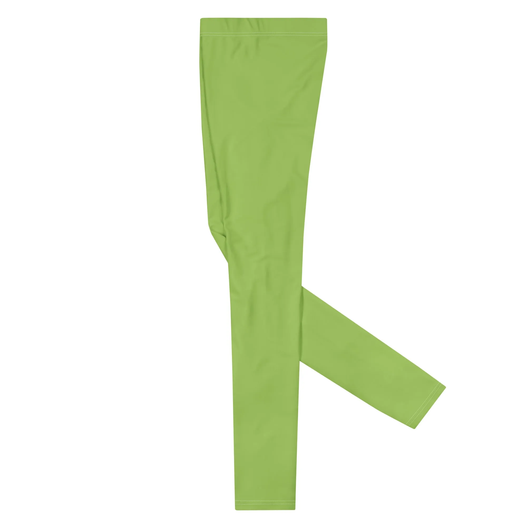 Mint Green Color Men's Leggings, Solid Bright Green Color Men's Running Sports Gym Tights