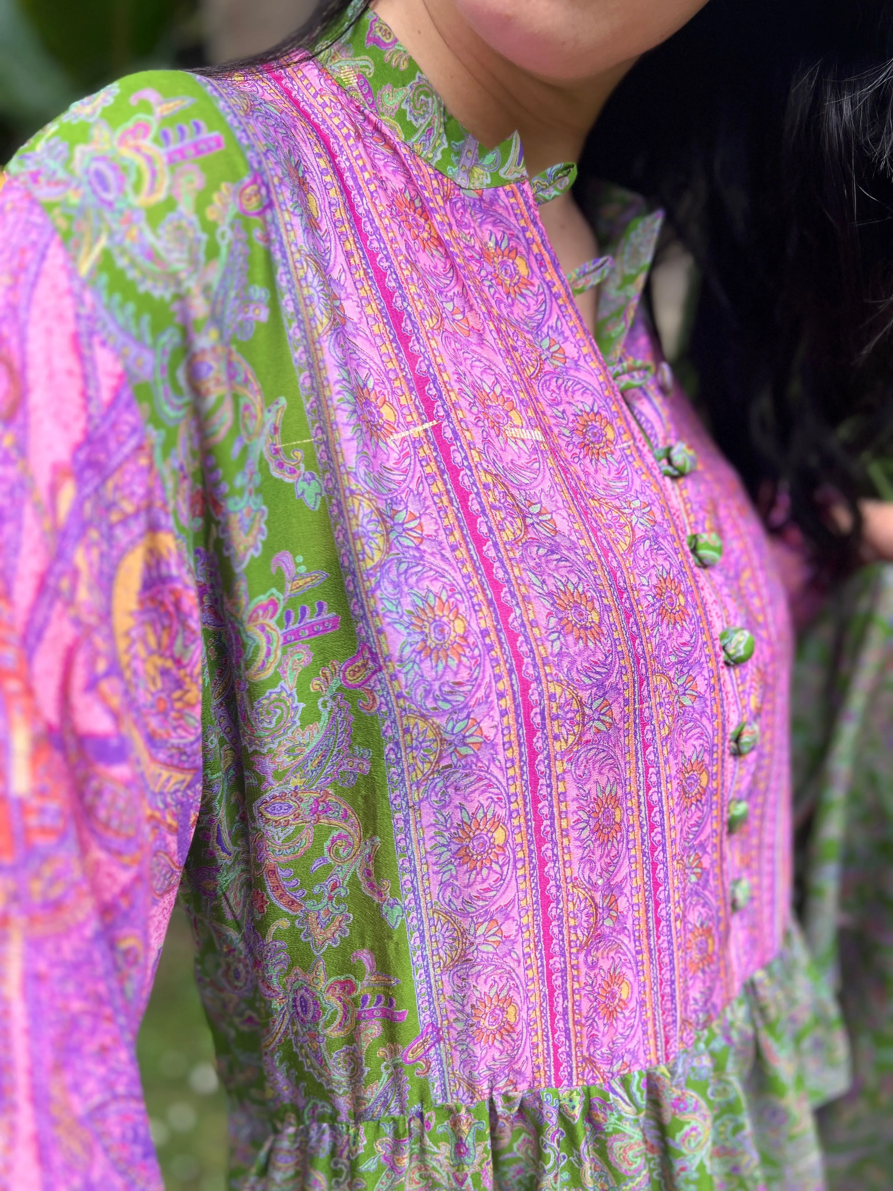 Moonlight Dress - Fern Pink   gold threads  (M)