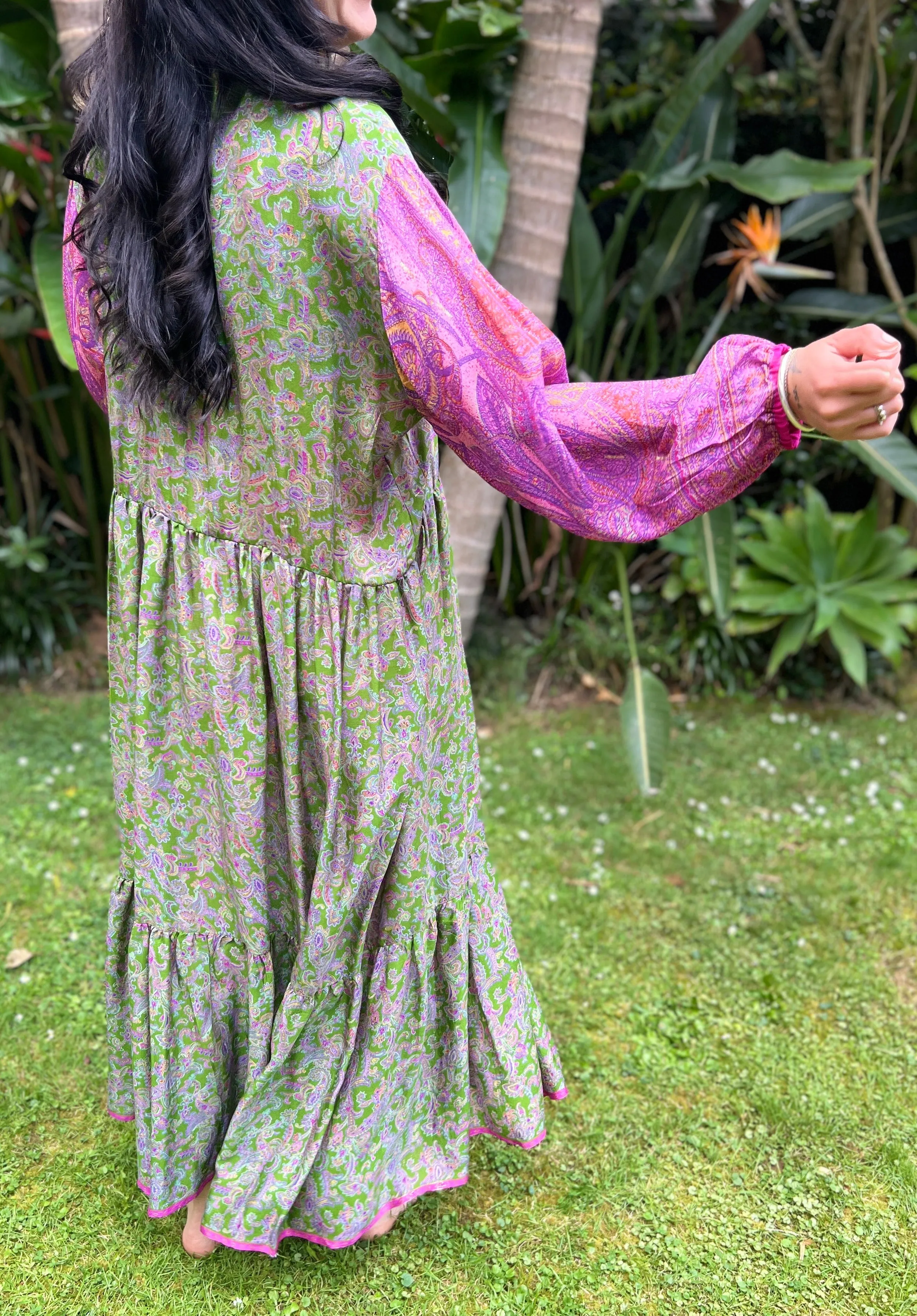 Moonlight Dress - Fern Pink   gold threads  (M)