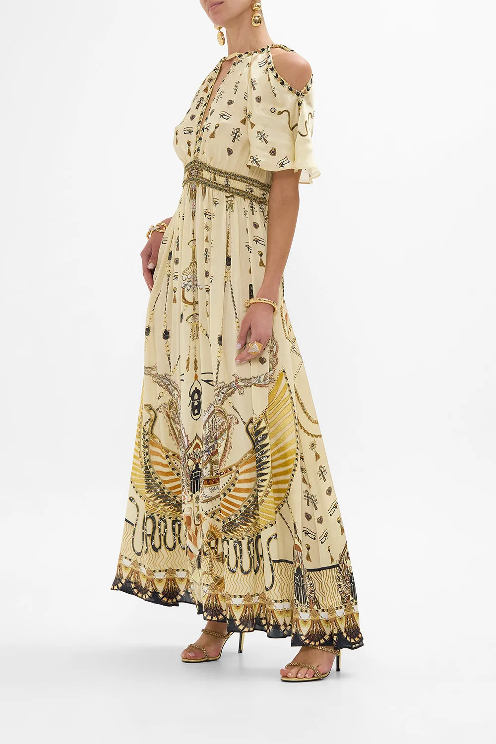 NECK PIECE SHIRRED WAIST LONG DRESS GATEWAY TO THE AFTERLIFE