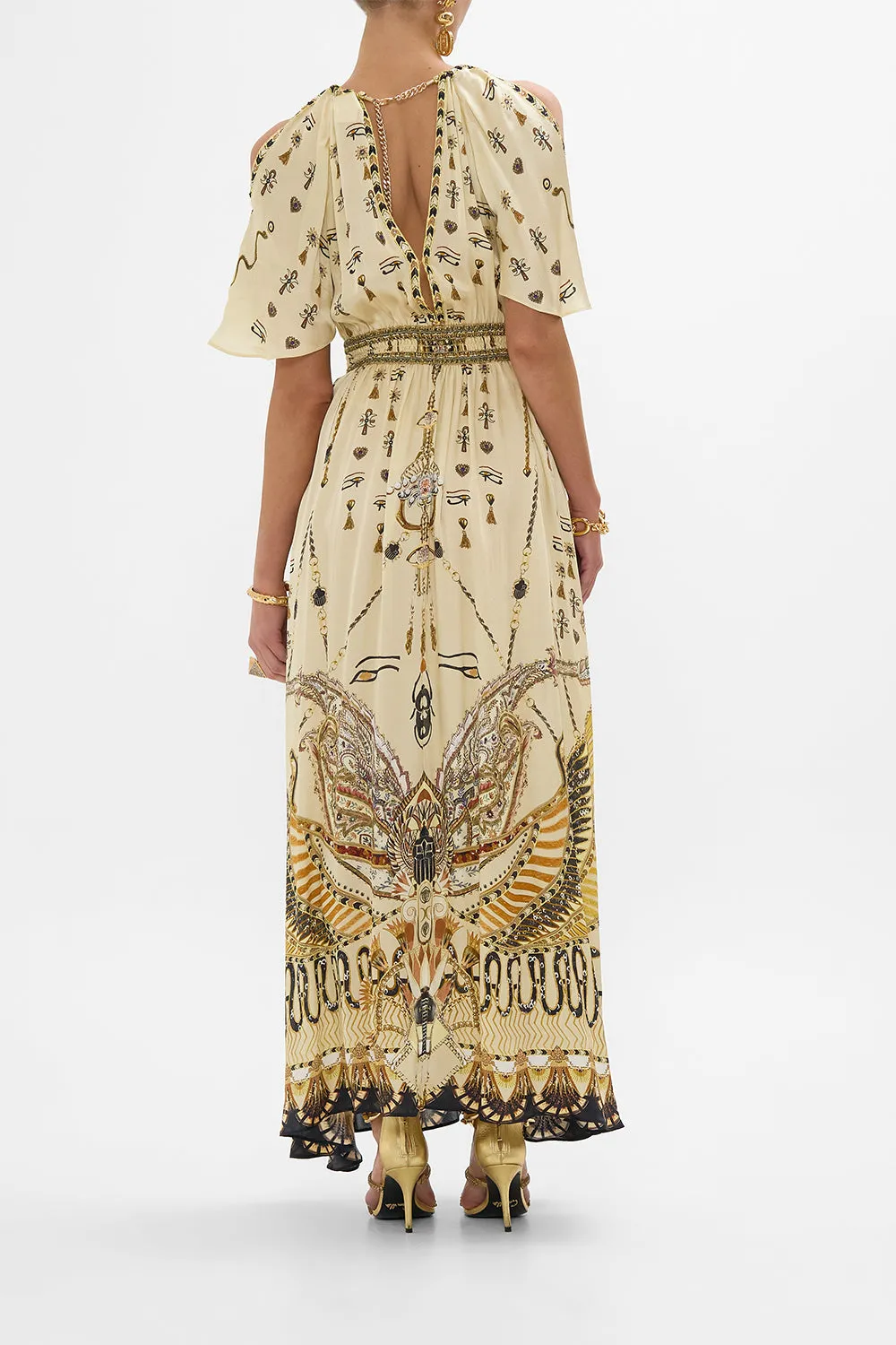 NECK PIECE SHIRRED WAIST LONG DRESS GATEWAY TO THE AFTERLIFE