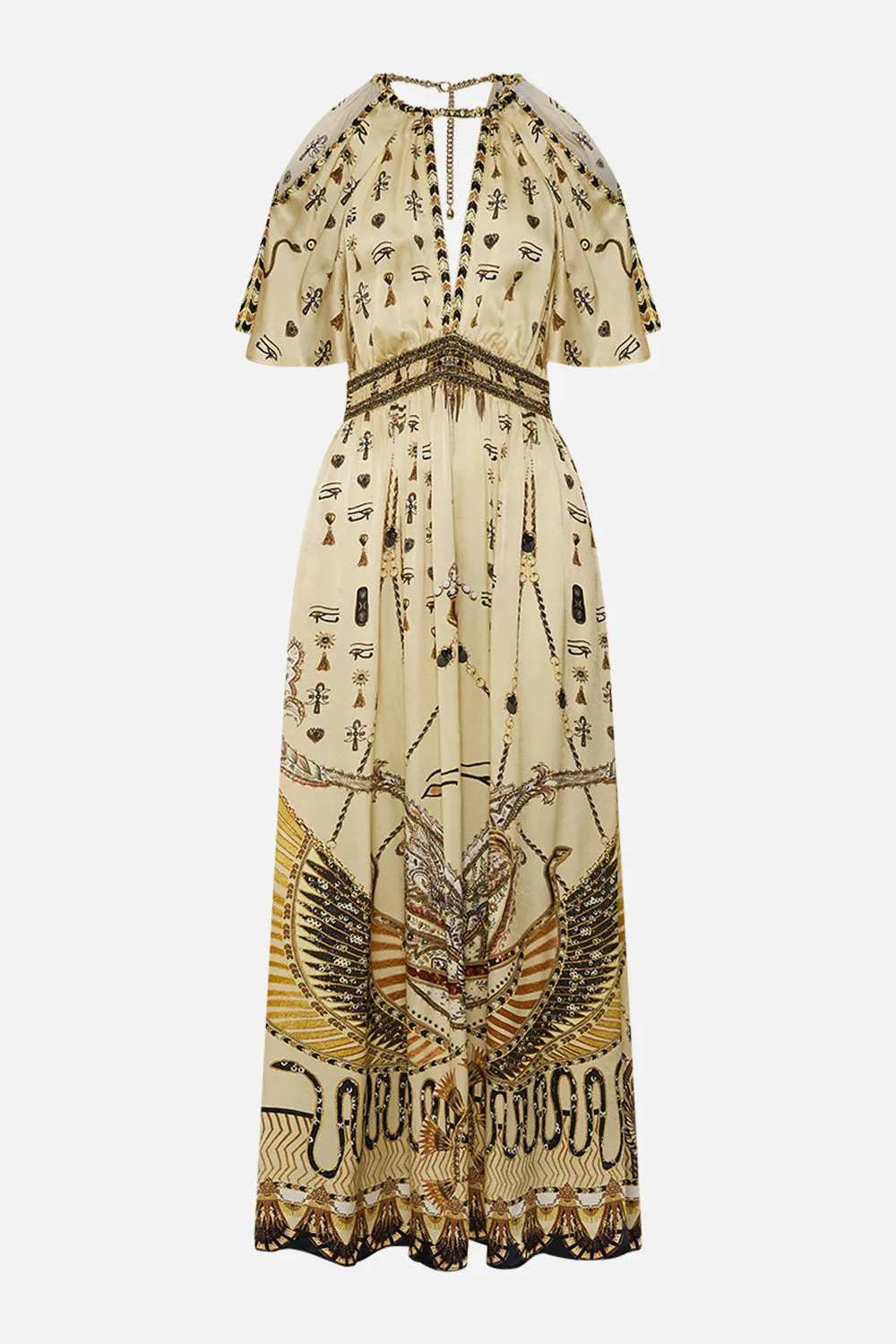 NECK PIECE SHIRRED WAIST LONG DRESS GATEWAY TO THE AFTERLIFE