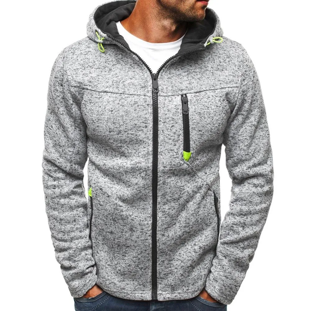 Nice Vogue Men oodies Solid Color Hooded Jacket Zippered Long Sleeve Coat Sweatshirt Top For Men's Hoodies Clothing