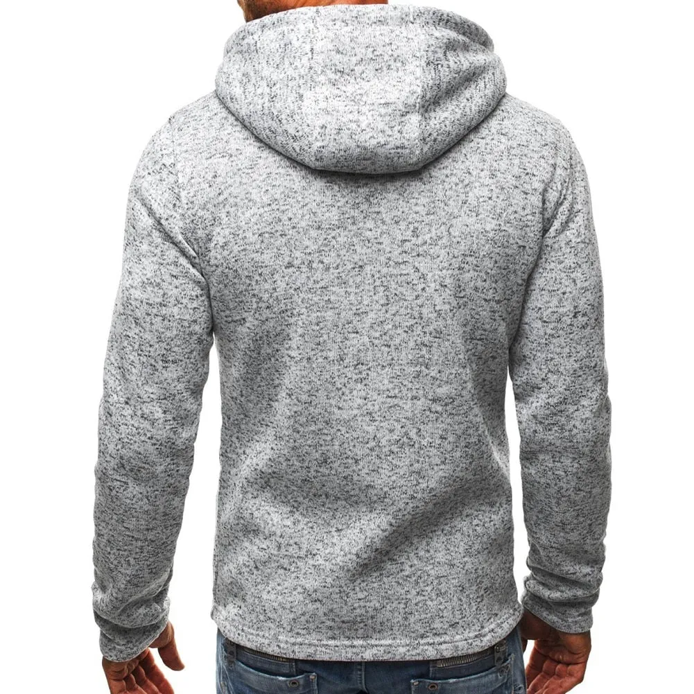 Nice Vogue Men oodies Solid Color Hooded Jacket Zippered Long Sleeve Coat Sweatshirt Top For Men's Hoodies Clothing