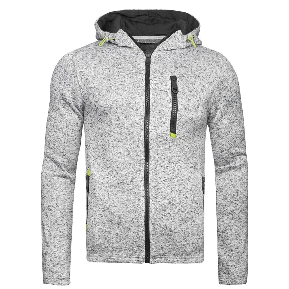 Nice Vogue Men oodies Solid Color Hooded Jacket Zippered Long Sleeve Coat Sweatshirt Top For Men's Hoodies Clothing