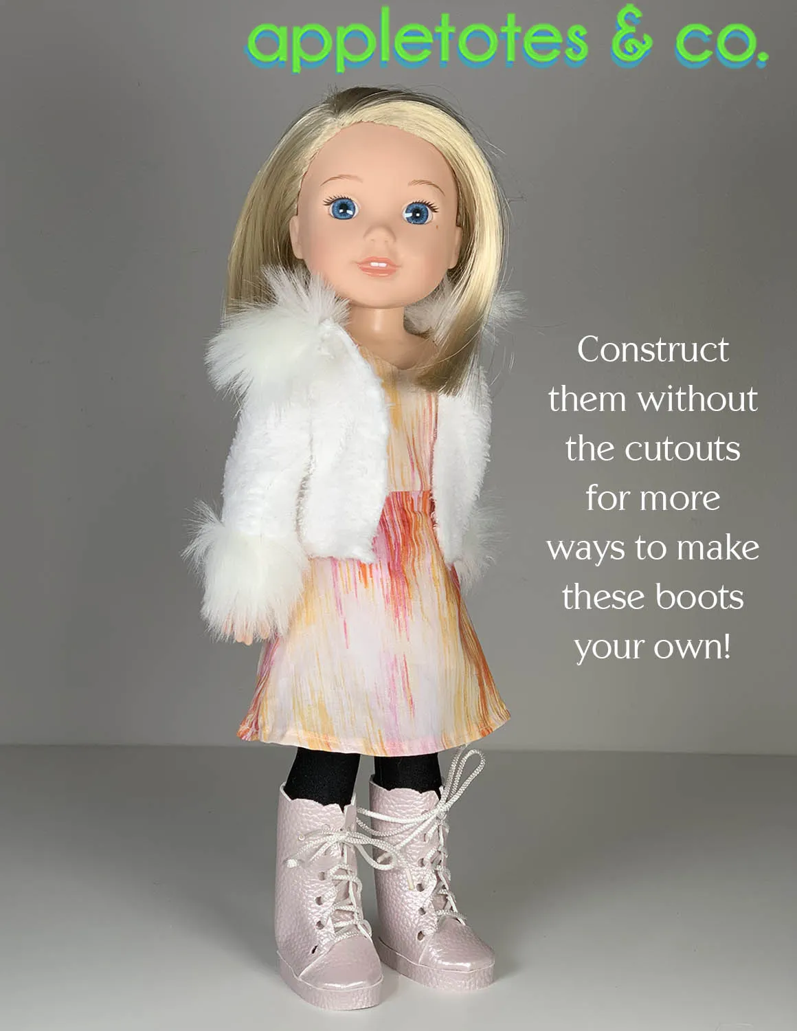 No-Sew Butterfly Boots 14 Inch Doll Pattern with SVG Files Included