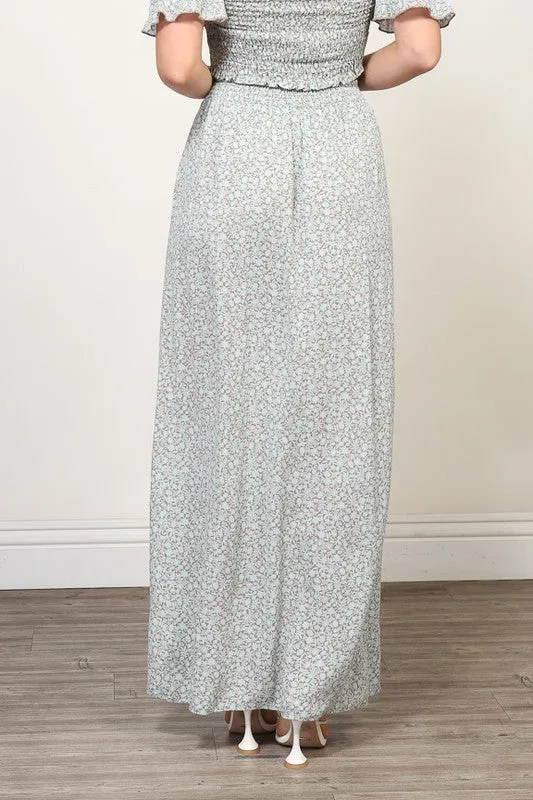 Off the Shoulder Floral Set with Maxi Skirt