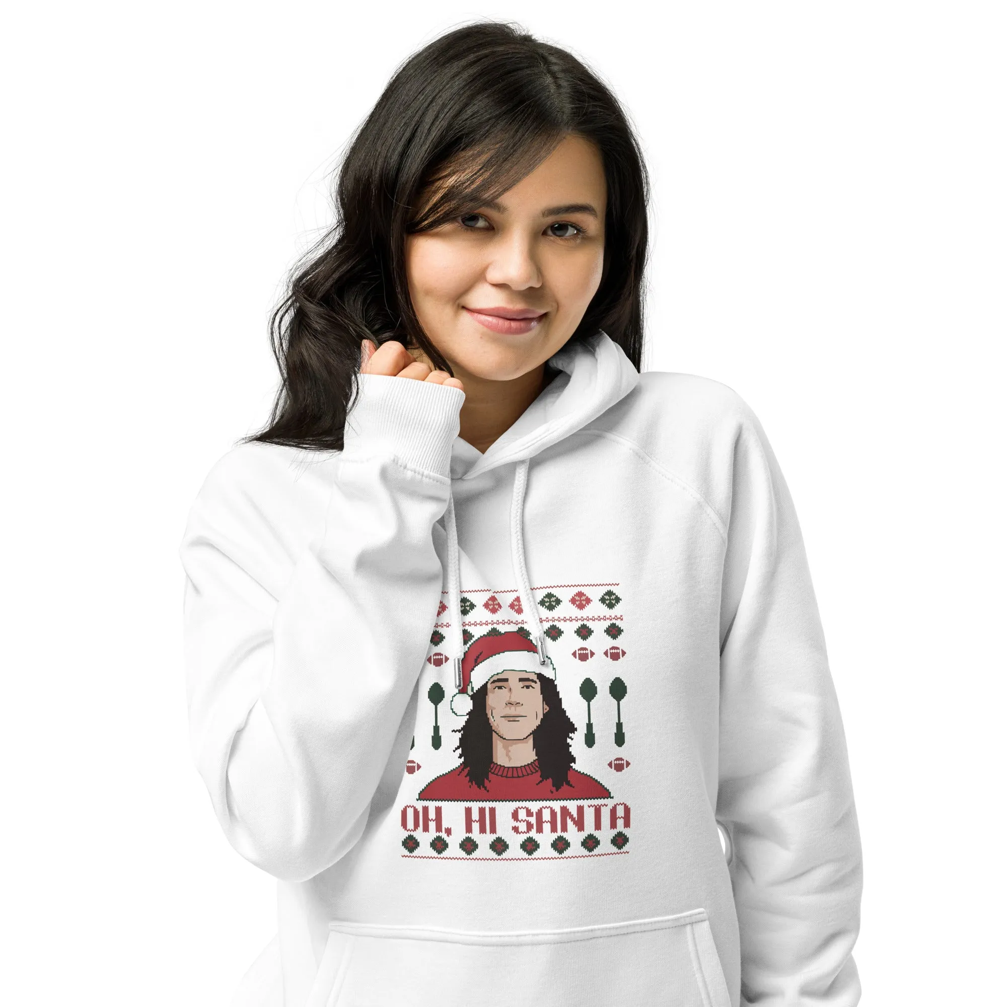 Oh Hi Santa! Graphic Women Eco Raglan Hoodie
