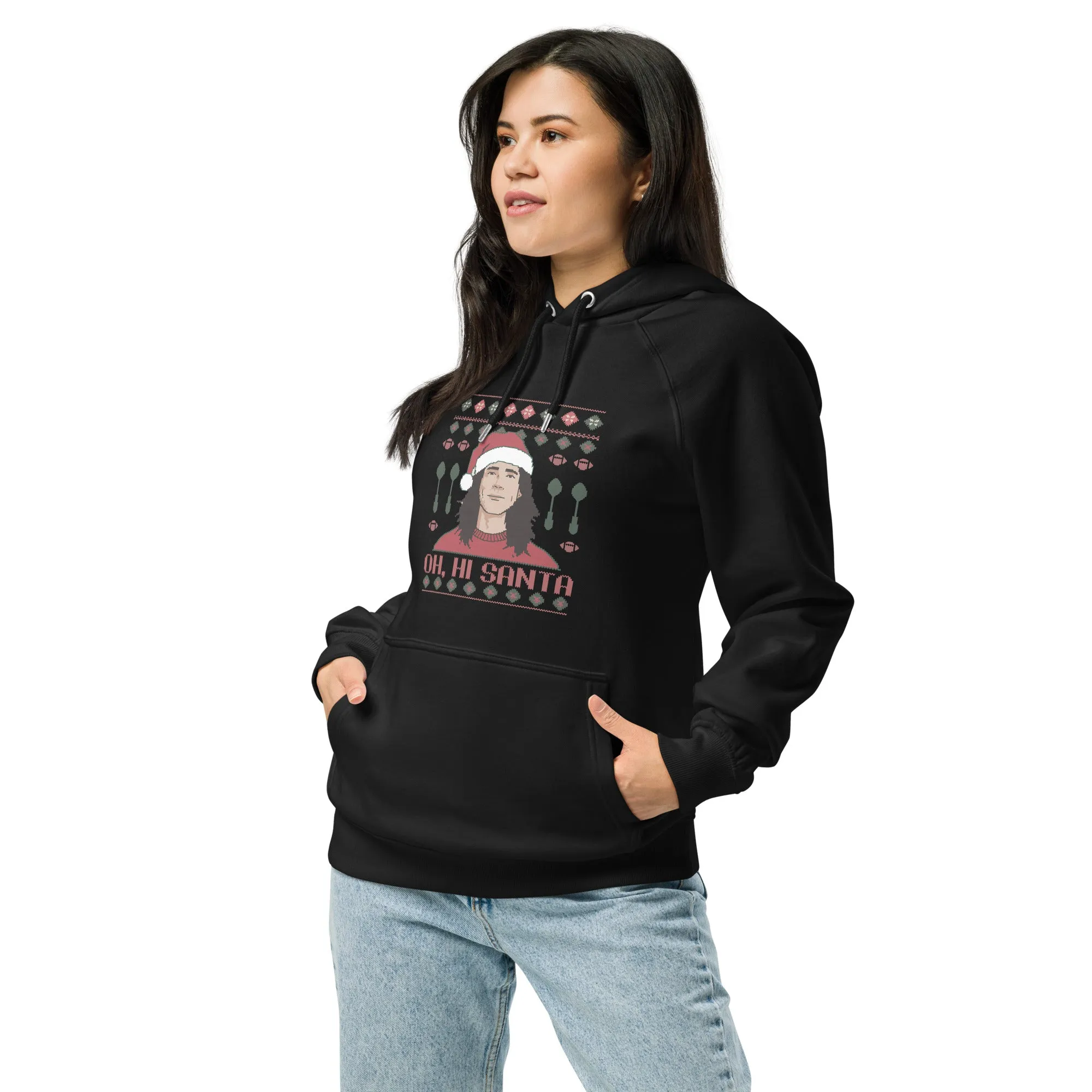 Oh Hi Santa! Graphic Women Eco Raglan Hoodie