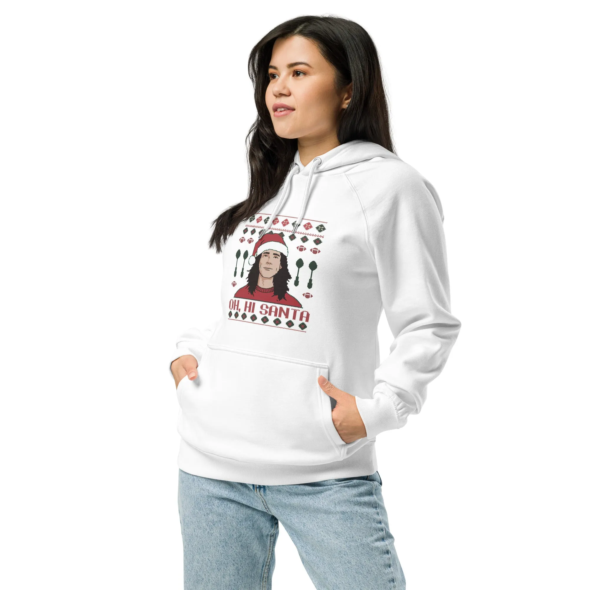 Oh Hi Santa! Graphic Women Eco Raglan Hoodie