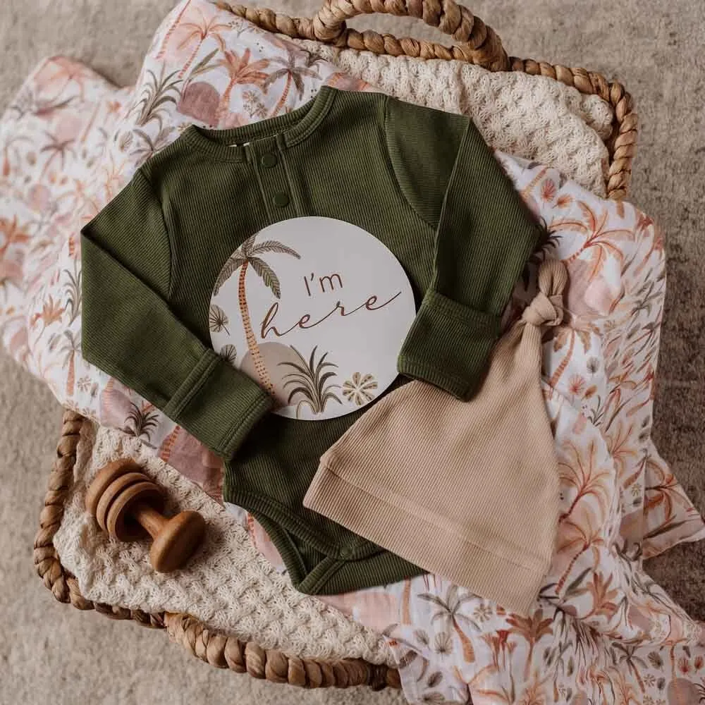 Olive Long Sleeve Organic Bodysuit