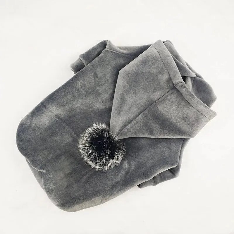 Plush Hoodie with PomPom Hood - Super Soft
