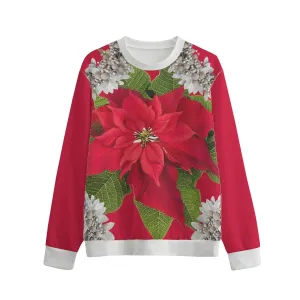 Poinsettias & Tinsel Unisex O-neck Christmas Sweatshirt | 100% Cotton