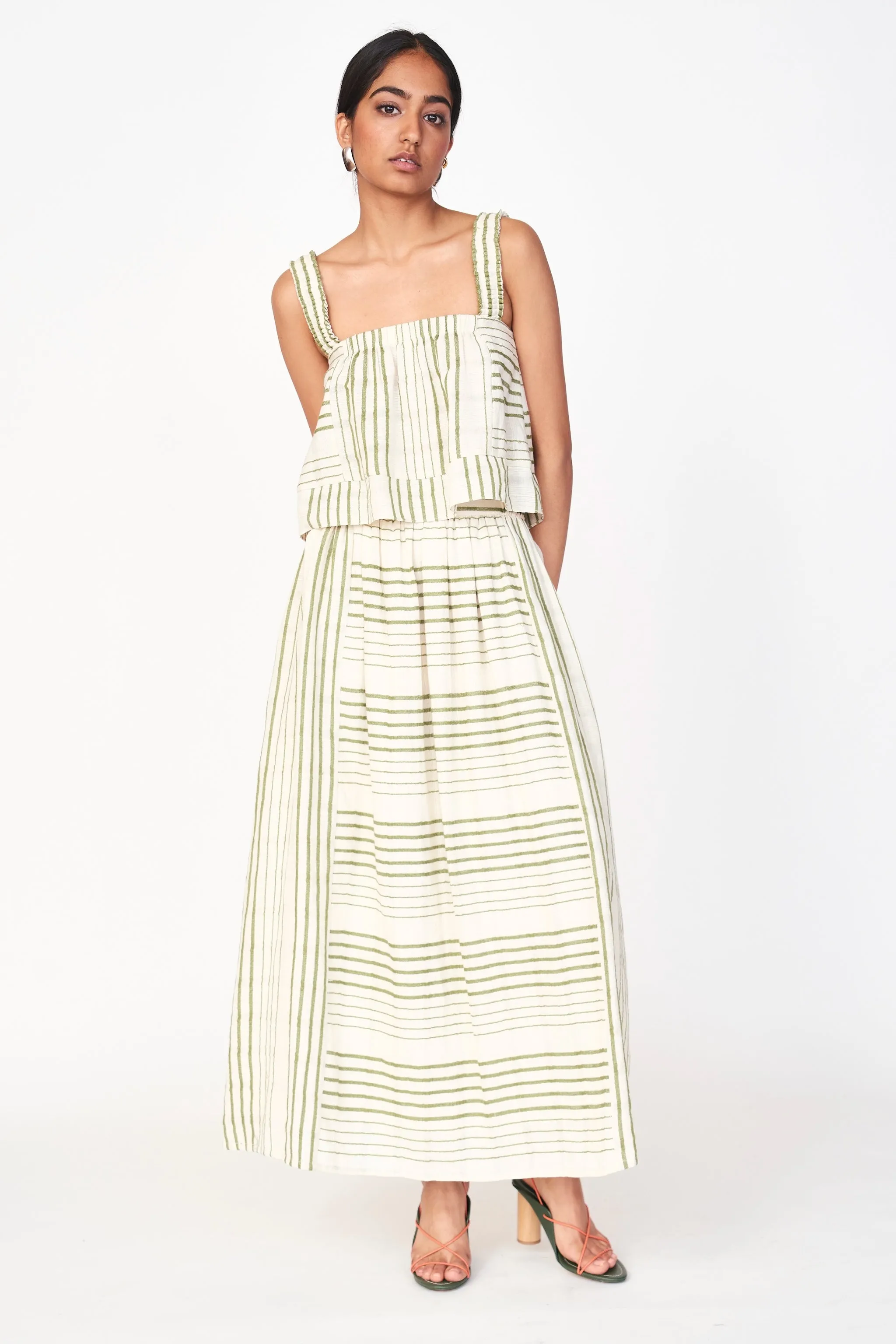 Praiano Skirt in Garden Stripe