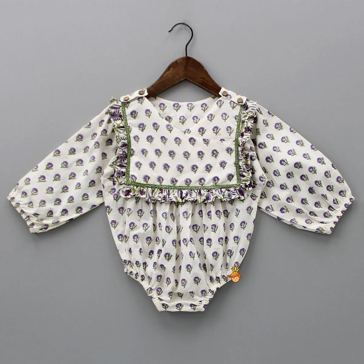 Pre Order: Floral Printed Bodysuit With Overlap Front