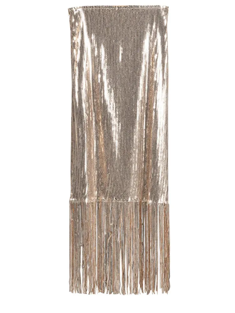 Pre Order:  Sequin Tassel Elastic Slim Fit Skirt