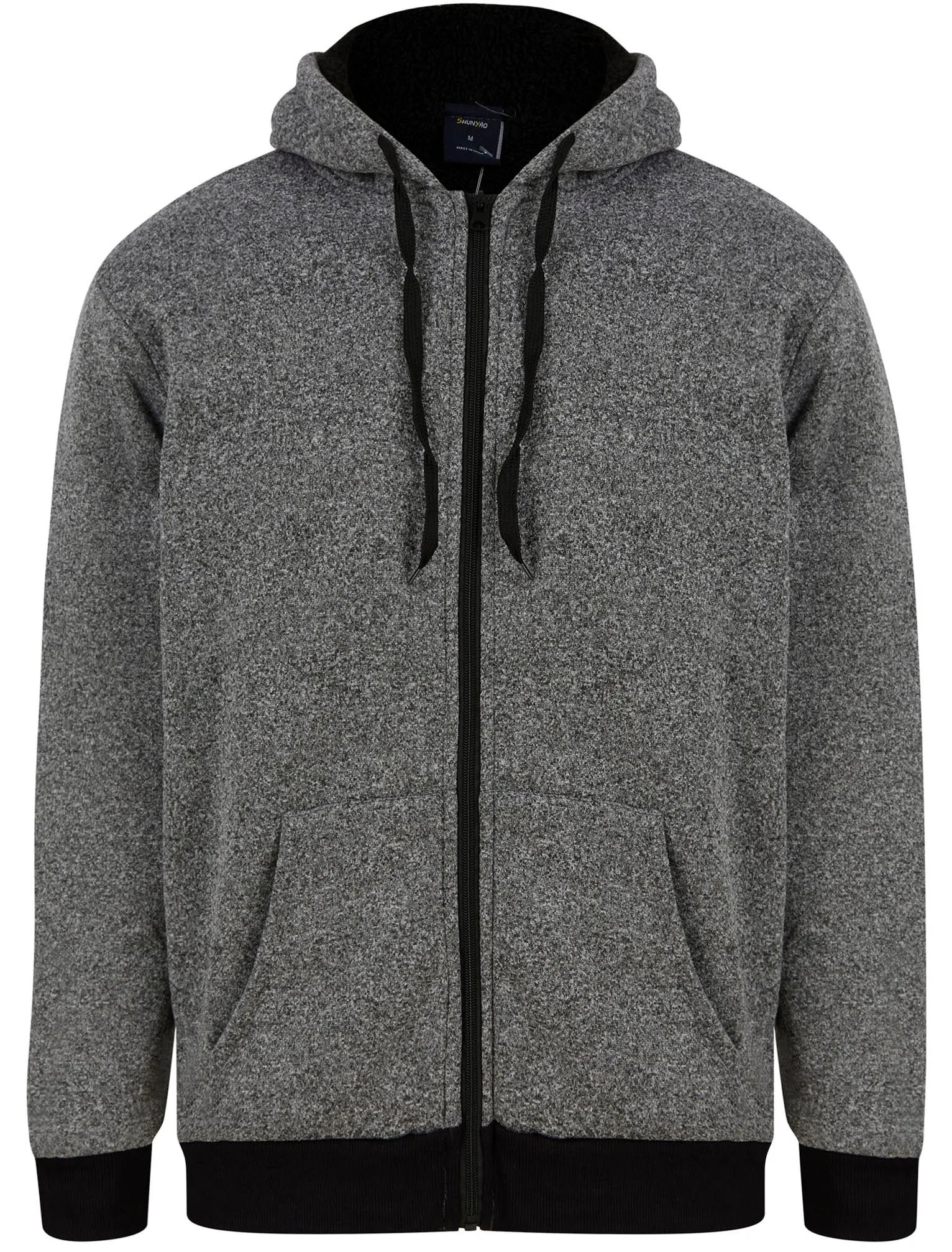 Prescott Chunky Zip Through Hoodie With Borg Lining In Dark Grey